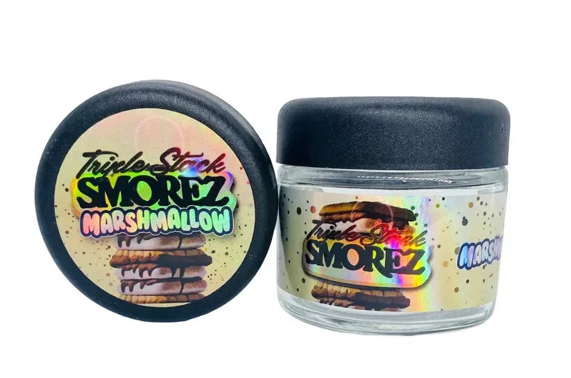Triple Stack Smorez Marshmallow Sprinklez 3.5g Glass Jars with Holographic Stickers - Black Unicorn Hub