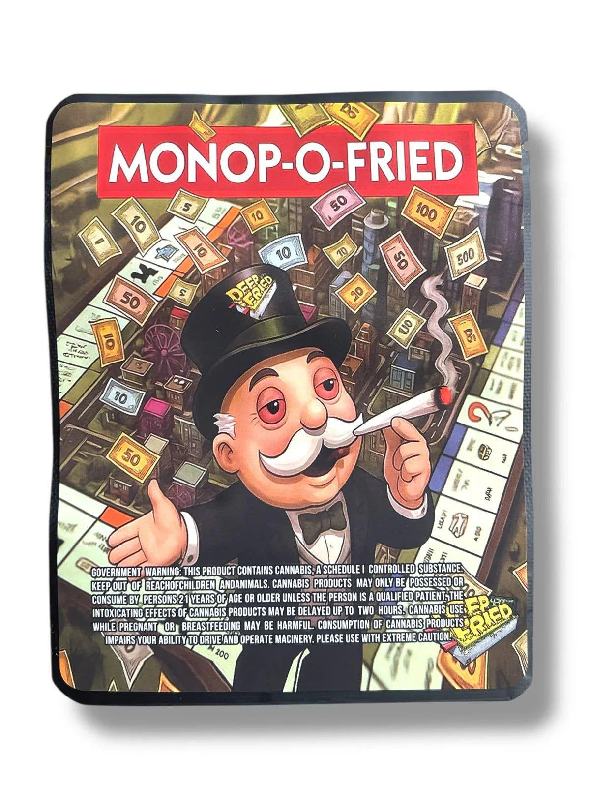 Deep Fried Monop-O-Fried Combo Sticker Mylar Bags | 16oz, 1oz & 3.5g - Black Unicorn Hub
