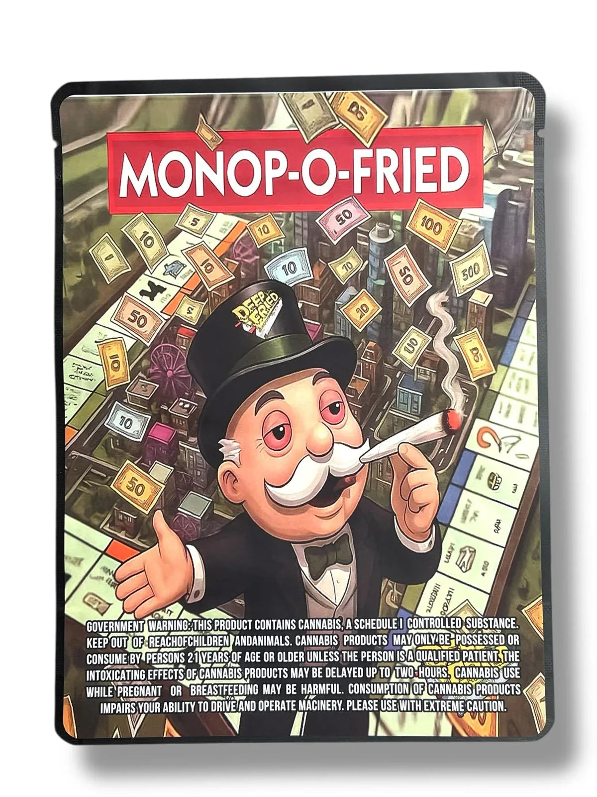 Deep Fried Monop-O-Fried Combo Sticker Mylar Bags | 16oz, 1oz & 3.5g - Black Unicorn Hub