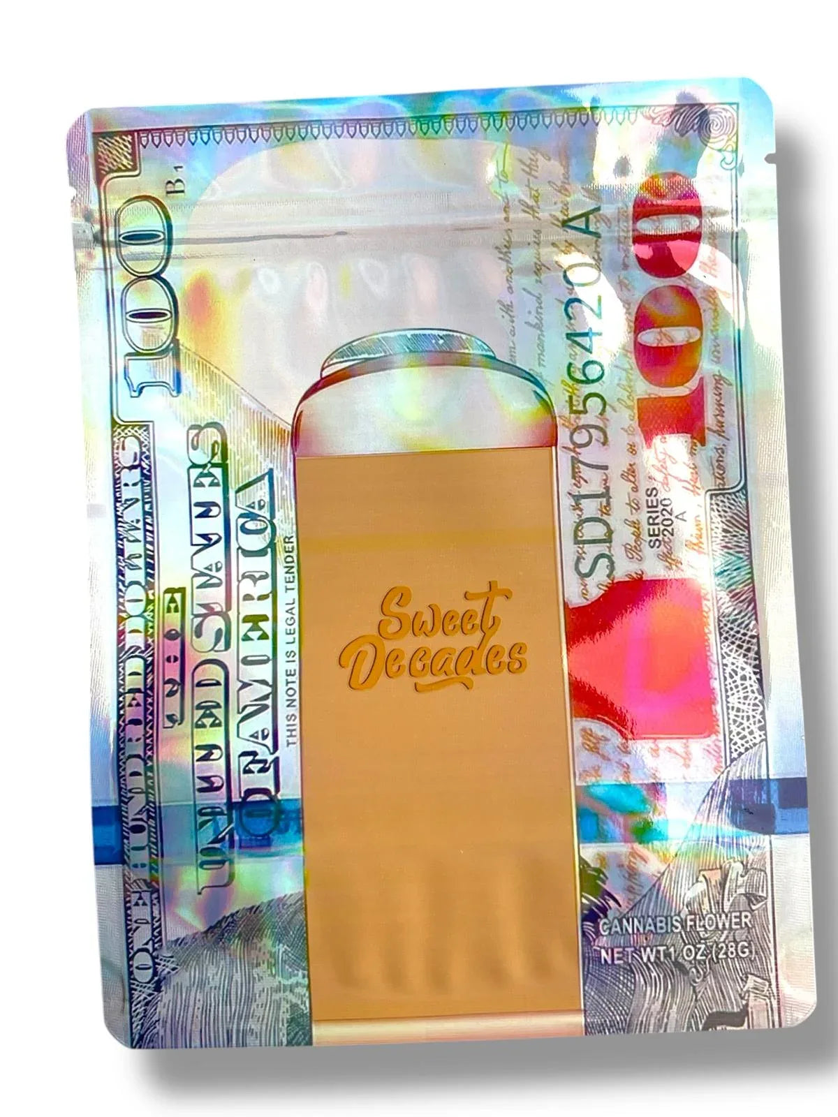 $100 Sweet Decades 1 OZ 28G empty Mylar bag 1-ounce (50 Count) - Black Unicorn Hub