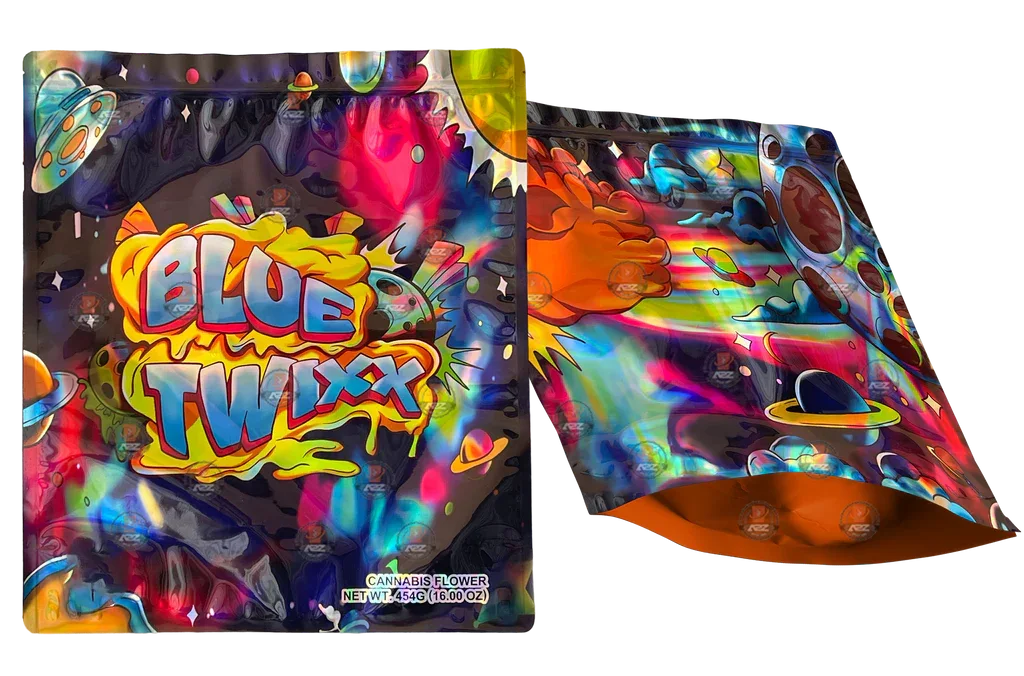 Blue Twix Mylar Bag (Large) 1 LBS - 16OZ (454g) Pound Bag Holographic - Black Unicorn Hub