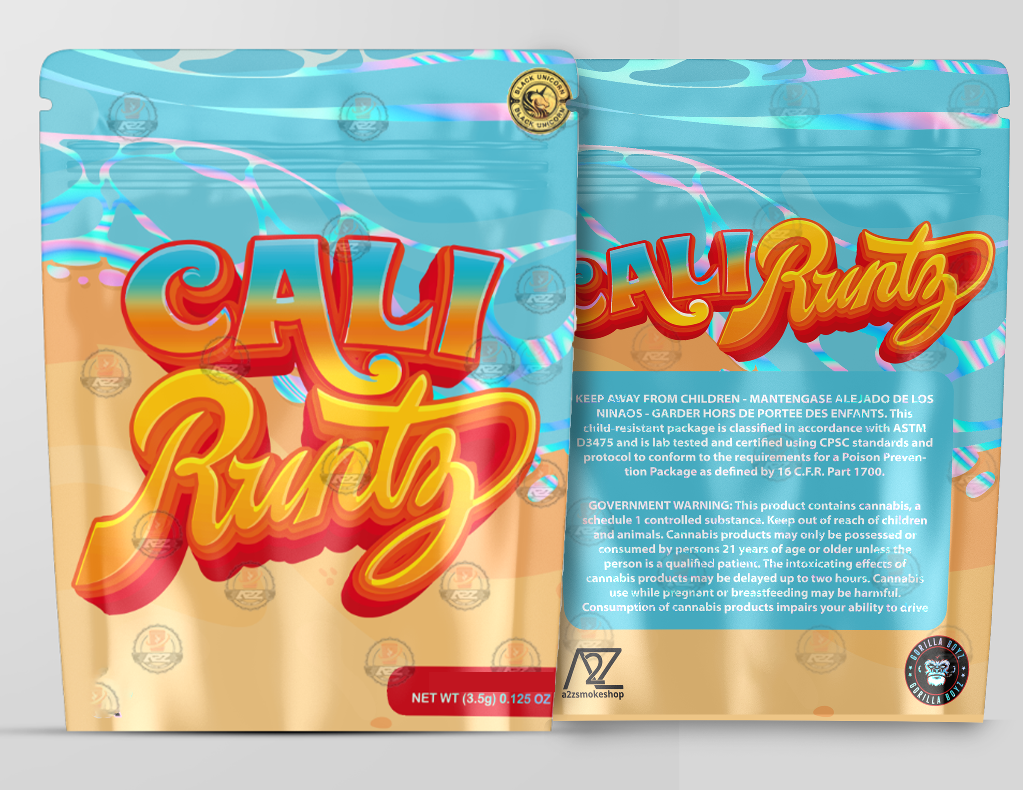 Cali Holographic Mylar bag 3.5g - Black Unicorn - Packaging only