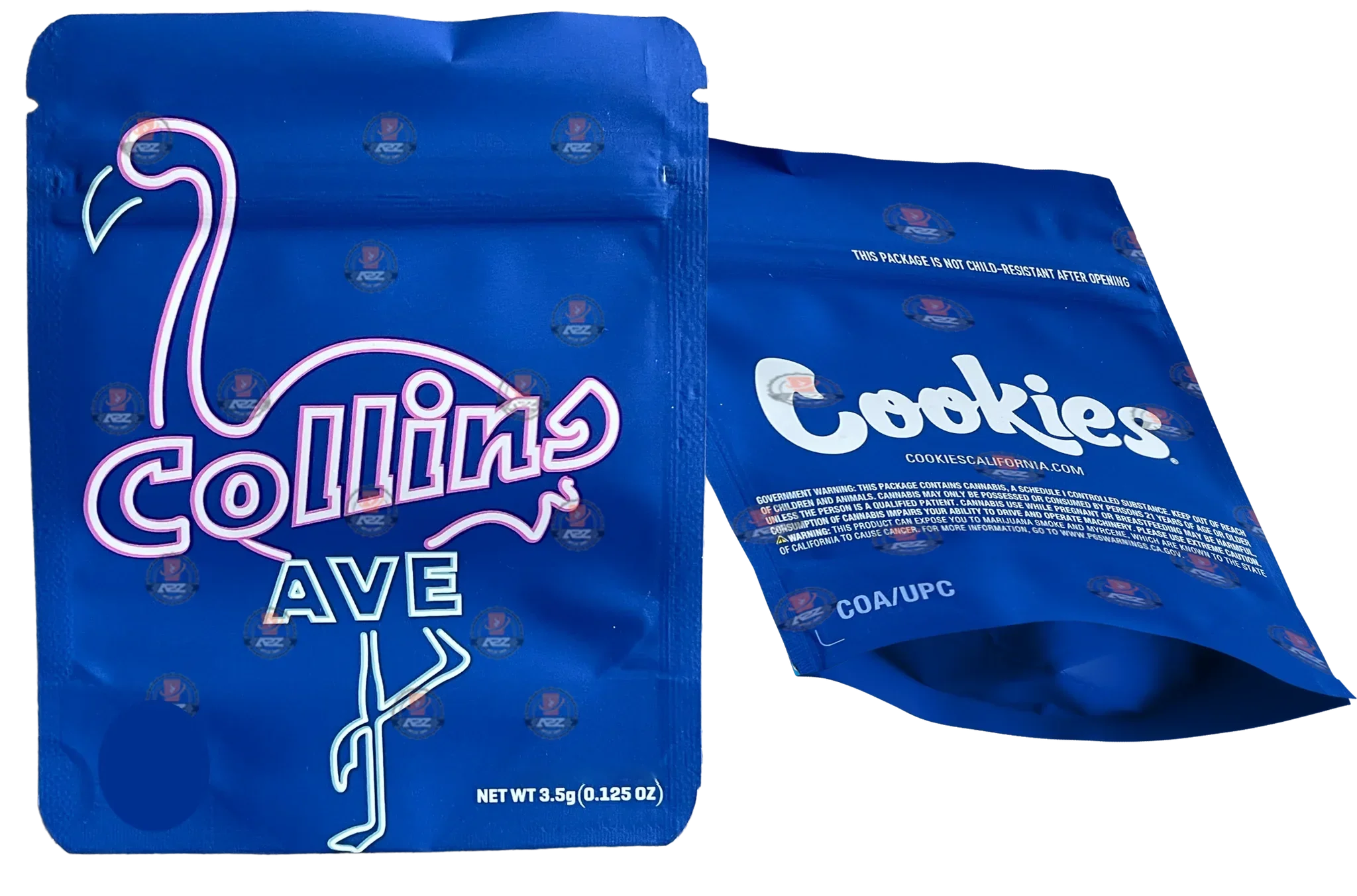Cookies Collins Ave Mylar Bags 3.5 Grams Smell Proof Resealable Bags w/ Holographic Authenticity Stickers - Black Unicorn Hub