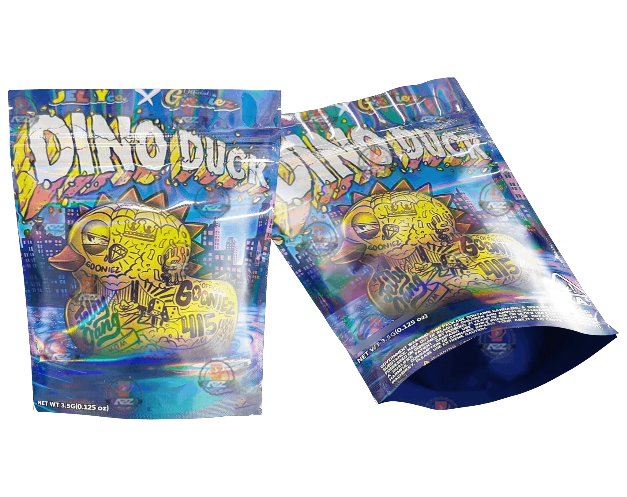 Dino Duck Holographic Mylar bag 3.5g Packaging Only - Black Unicorn Hub