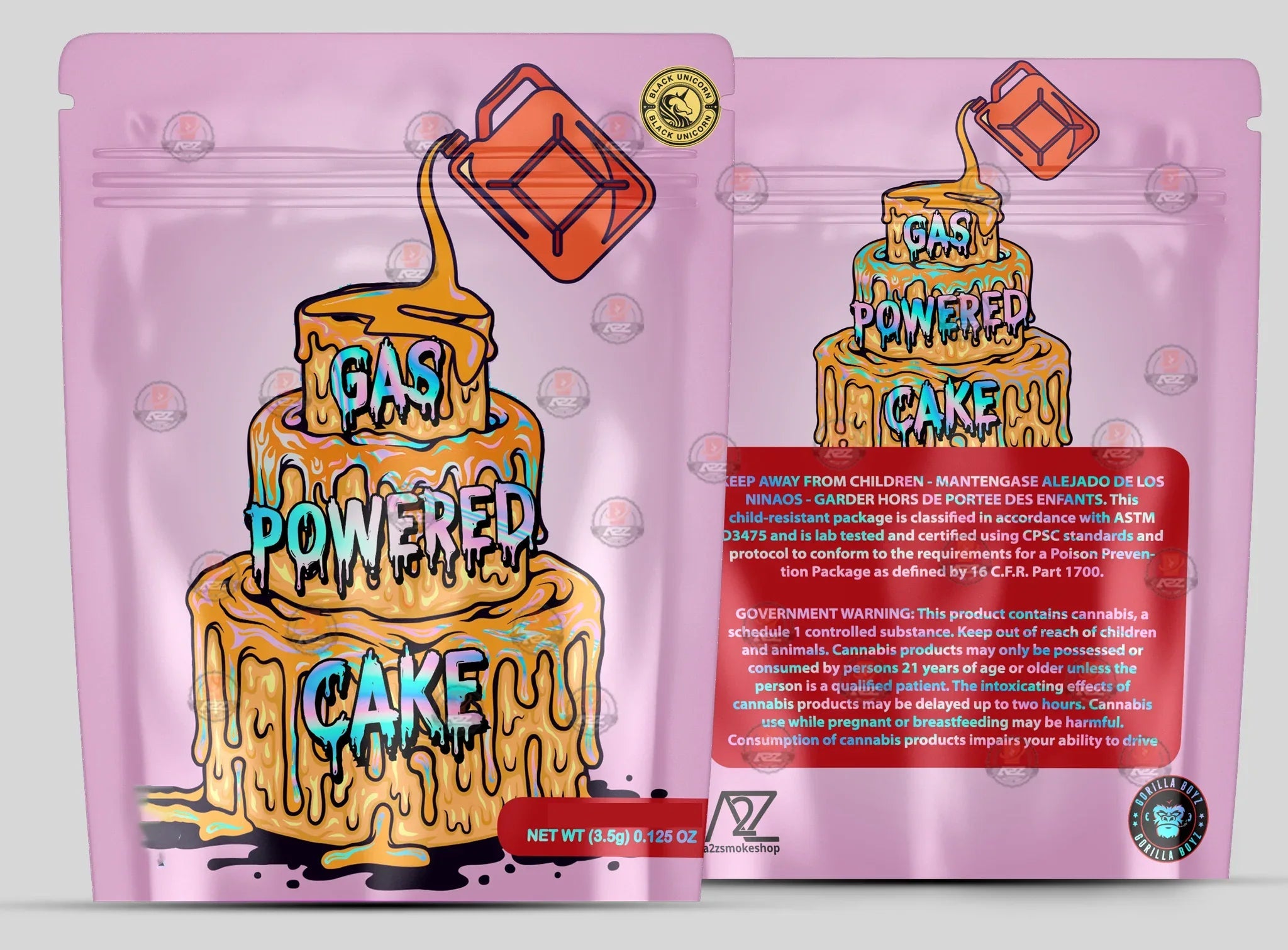 Gas Powered Cake Holographic Mylar bag 3.5g - Black Unicorn - Packaging only - Black Unicorn Hub