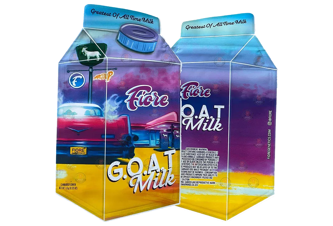 Goat Milk Mylar Bag 3.5g Fiore cut out Glossy - Black Unicorn Hub