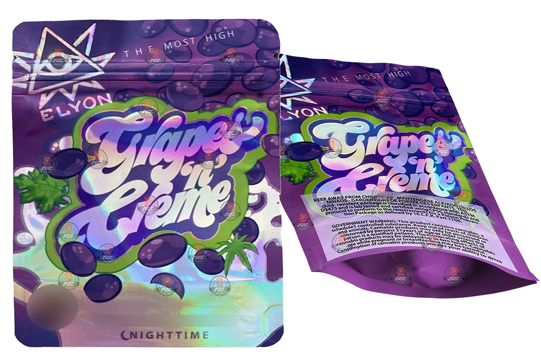 Grapes N Creme Mylar bag 3.5g Holographic Elyon - Black Unicorn Hub