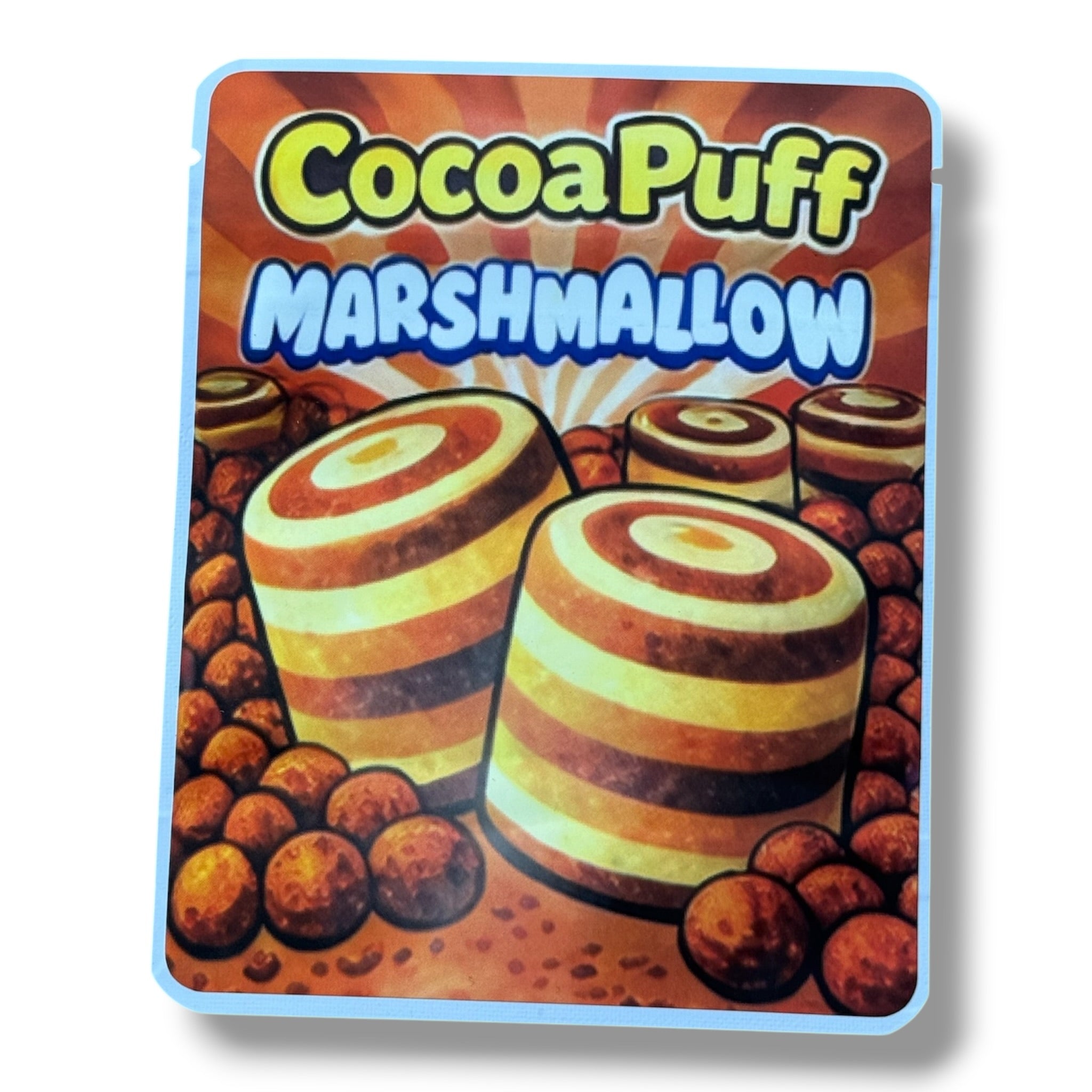 Sprinklez Cocoa Puff Marshmallow 3.5G Mylar sticker Bags -With stickers and label