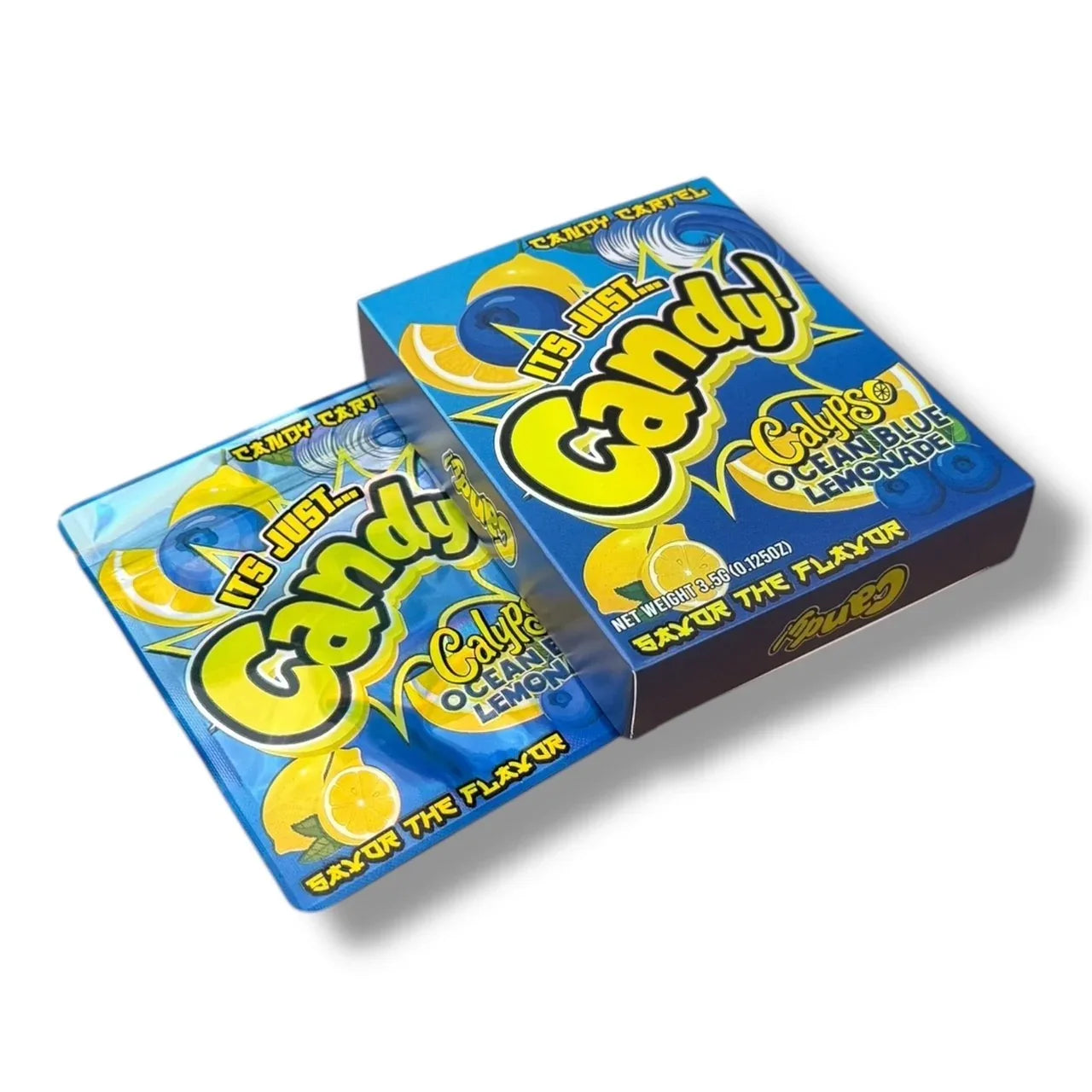 Candy Calypso Ocean Blue Lemonade Mylar Bags with Boxes 3.5g Box Packaging Candy Cartel - Black Unicorn Hub