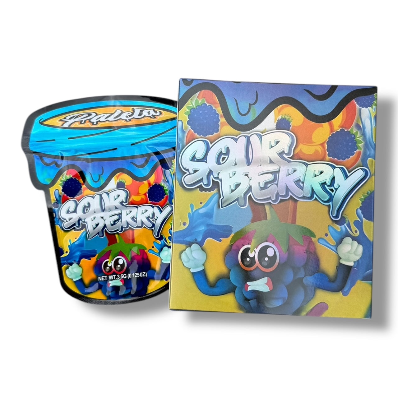 Sour Berry Mylar Bags with Boxes 3.5g Box Packaging