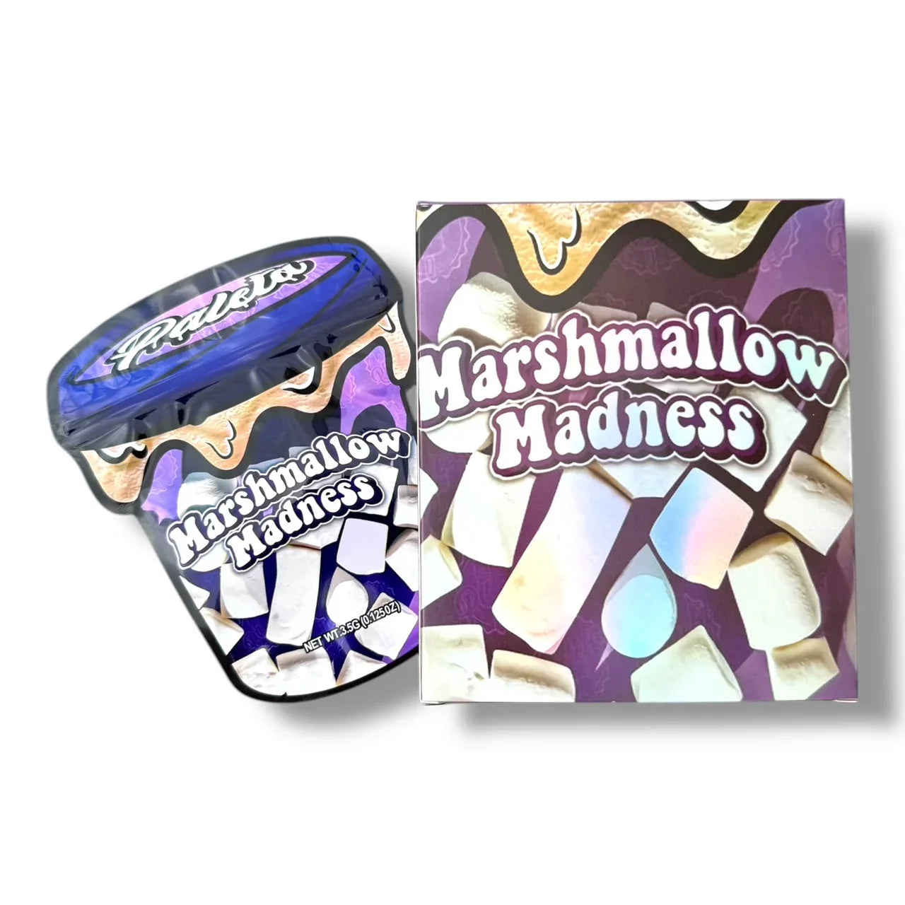 Marshmallow Madness Mylar Bags with Boxes 3.5g Box Packaging - Black Unicorn Hub
