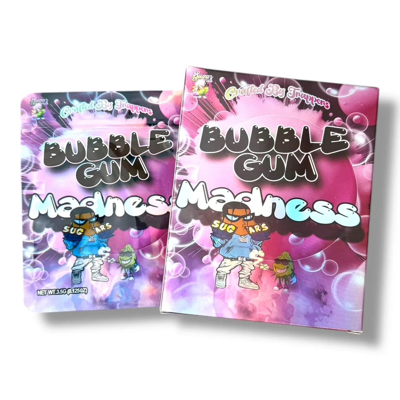 Bubblegum Madness Mylar Bags with Boxes 3.5g Box Packaging Crafted By Trappers - Black Unicorn Hub