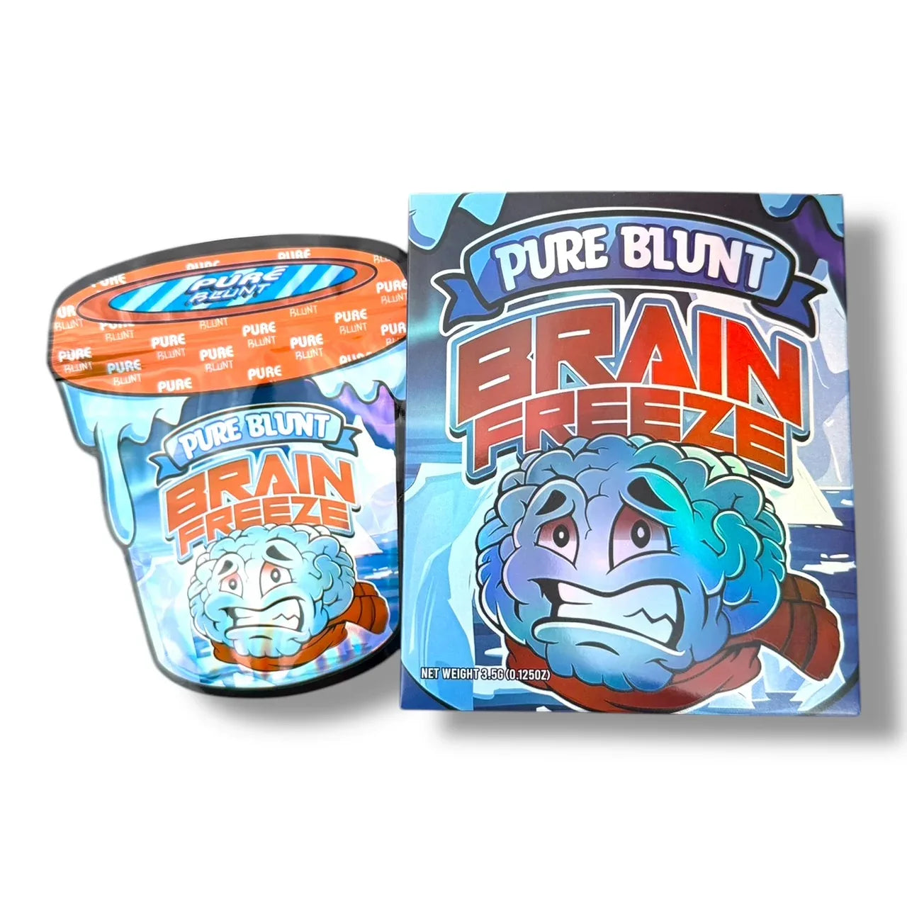 Pure Blunt Brain Freeze Mylar Bags with Boxes 3.5g Box Packaging - Black Unicorn Hub