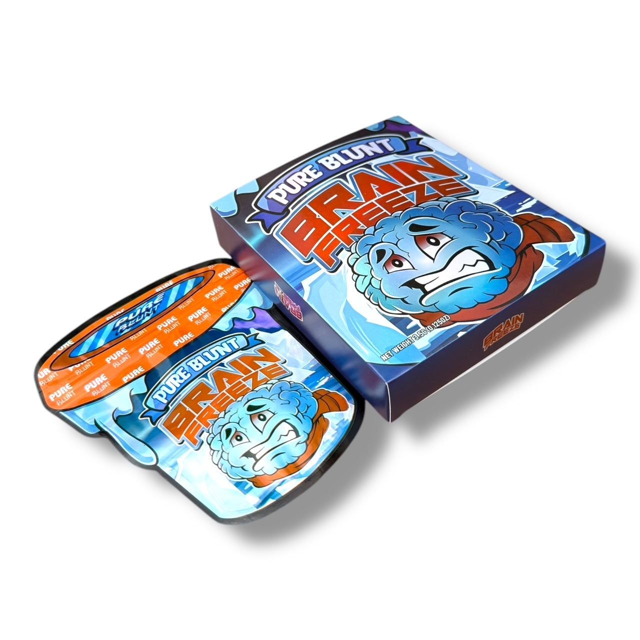 Pure Blunt Brain Freeze Mylar Bags with Boxes 3.5g Box Packaging