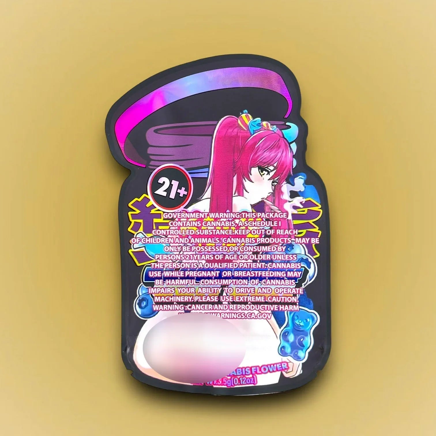 Kandy Blueberry Yum Yum 3.5G Mylar Bags Holographic cut out - Black Unicorn Hub