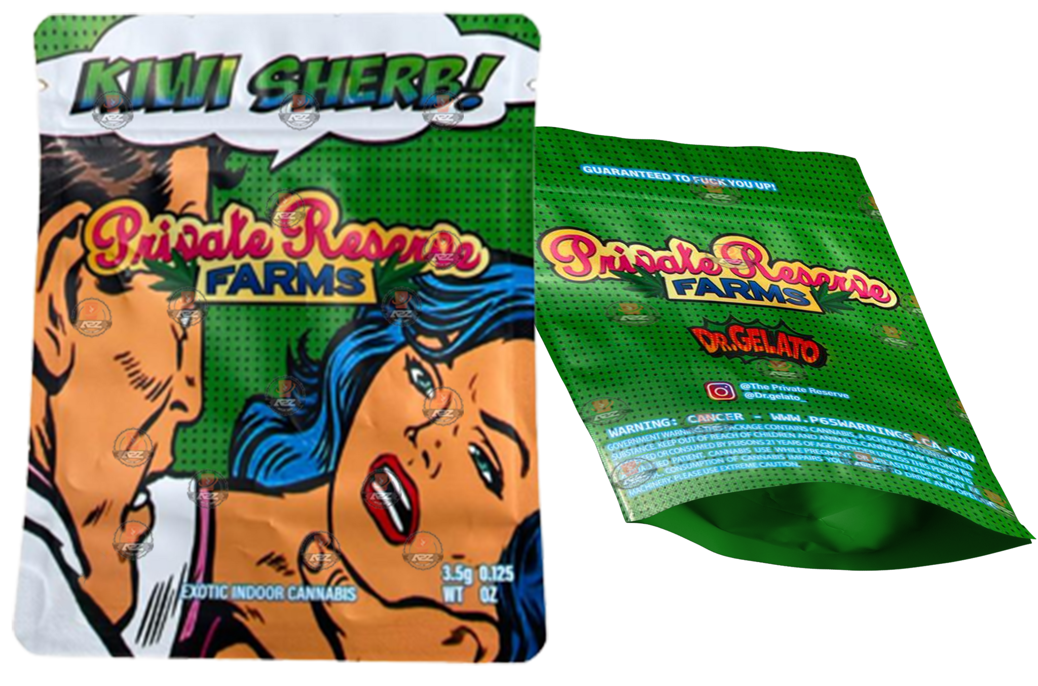 Private Reserve Farms Kiwi Sherb 3.5g Mylar bag Packaging Only