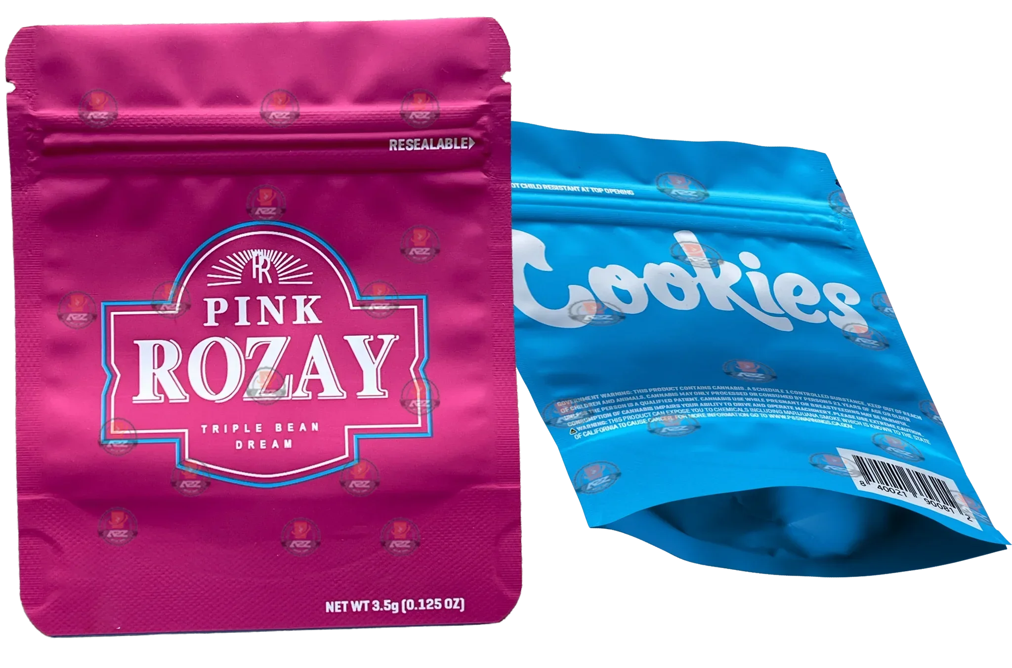 Cookies Pink Rozay Mylar Bags 3.5 Grams Smell Proof Resealable Bags w/ Holographic Authenticity Stickers - Black Unicorn Hub