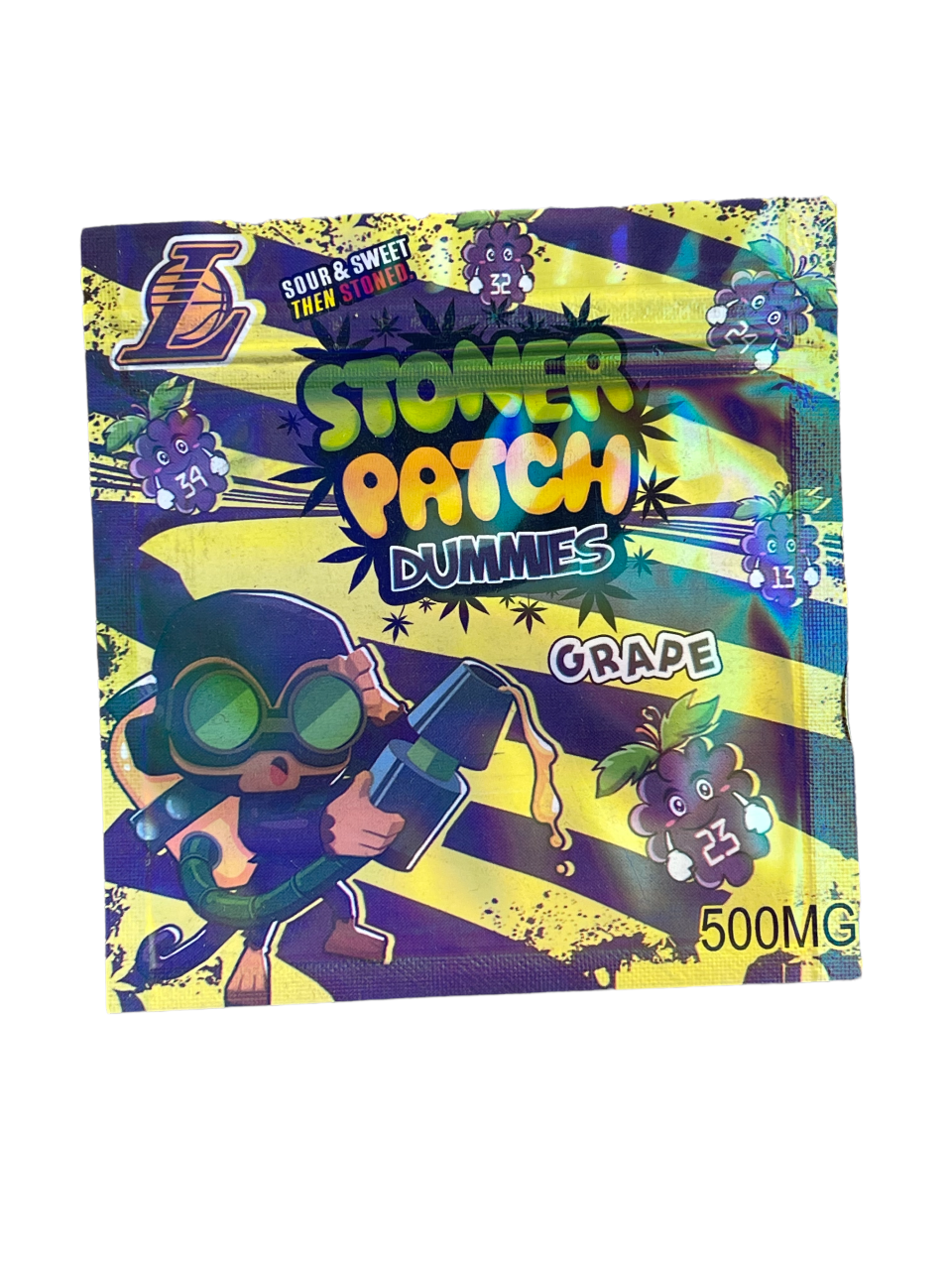 Stoner Patch Dummies Grape Gummies 500mg Mylar bags