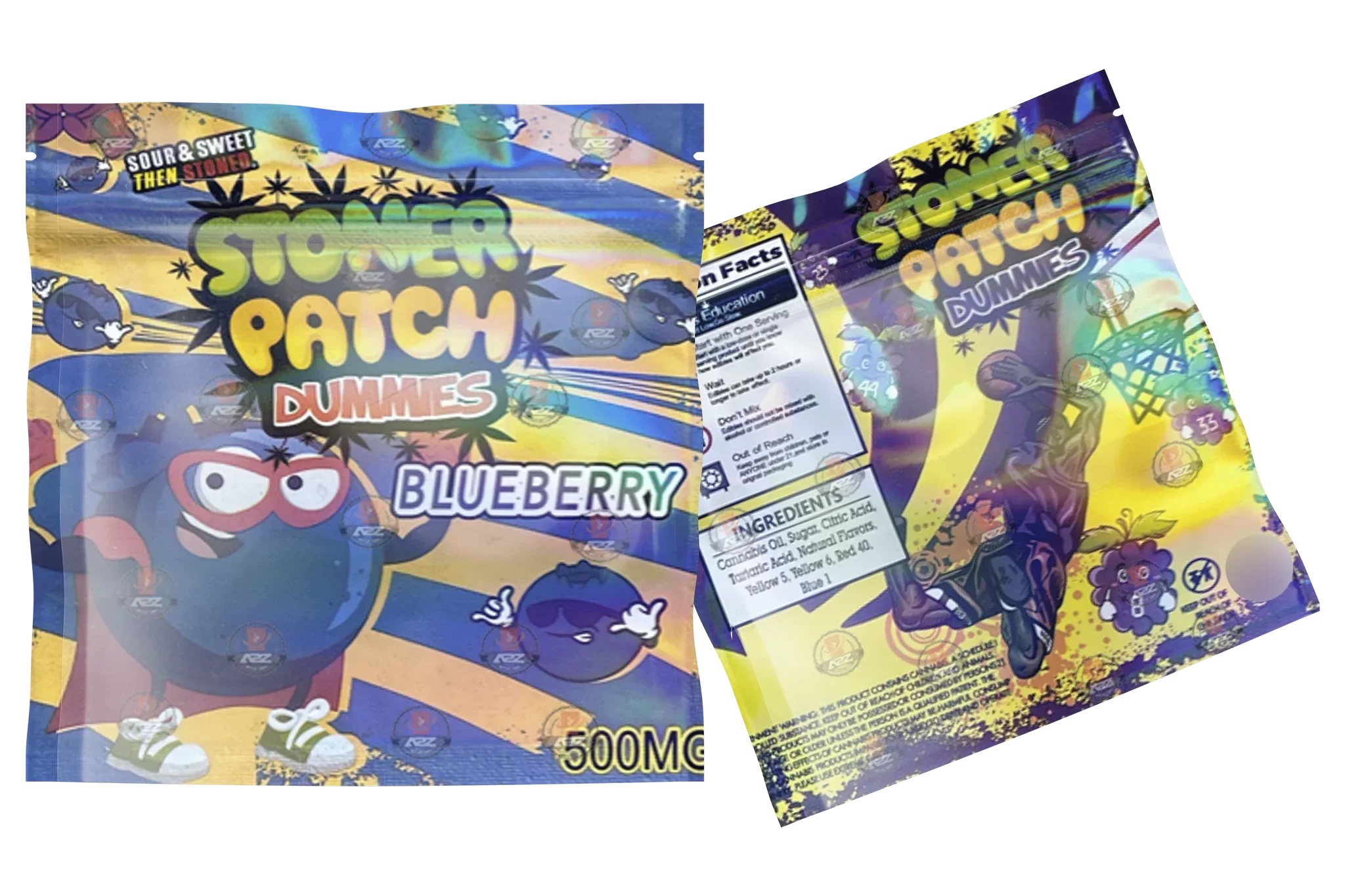Stoner Patch Dummies Blueberry Gummies 500mg Mylar bags Packaging Only - Black Unicorn Hub