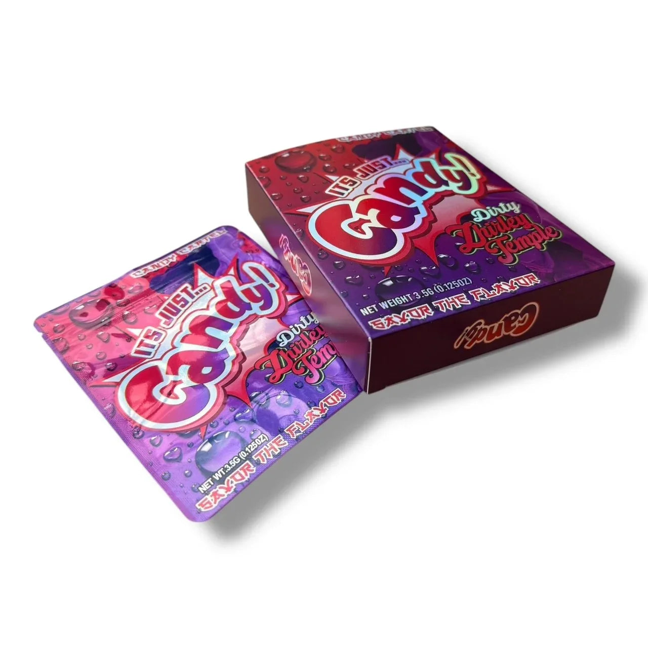 Candy Dirty Shirley Temple Mylar Bags with Boxes 3.5g Box Packaging Ca