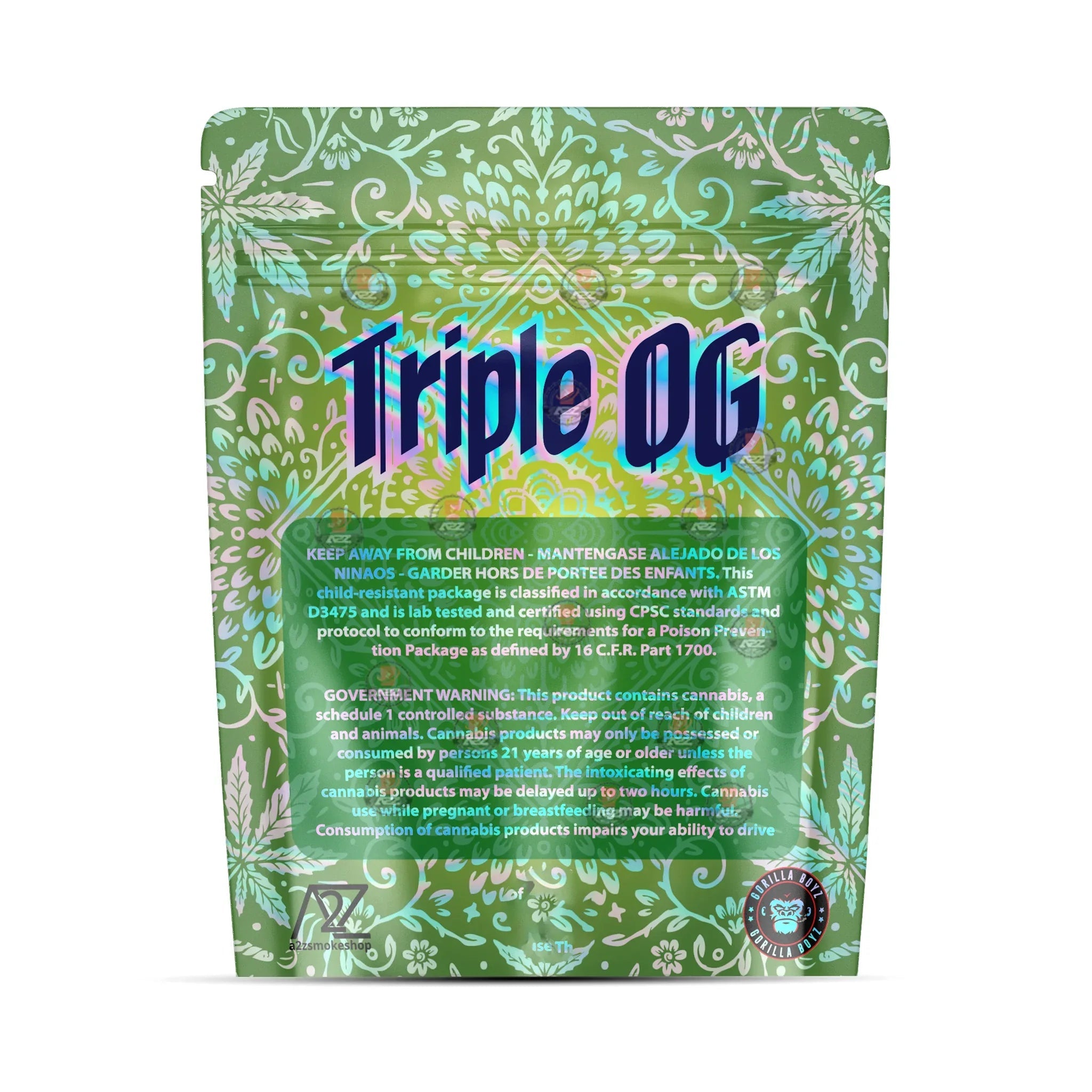 Tripple OG Holographic Mylar bag 3.5g - For Flower- Black Unicorn - Black Unicorn Hub