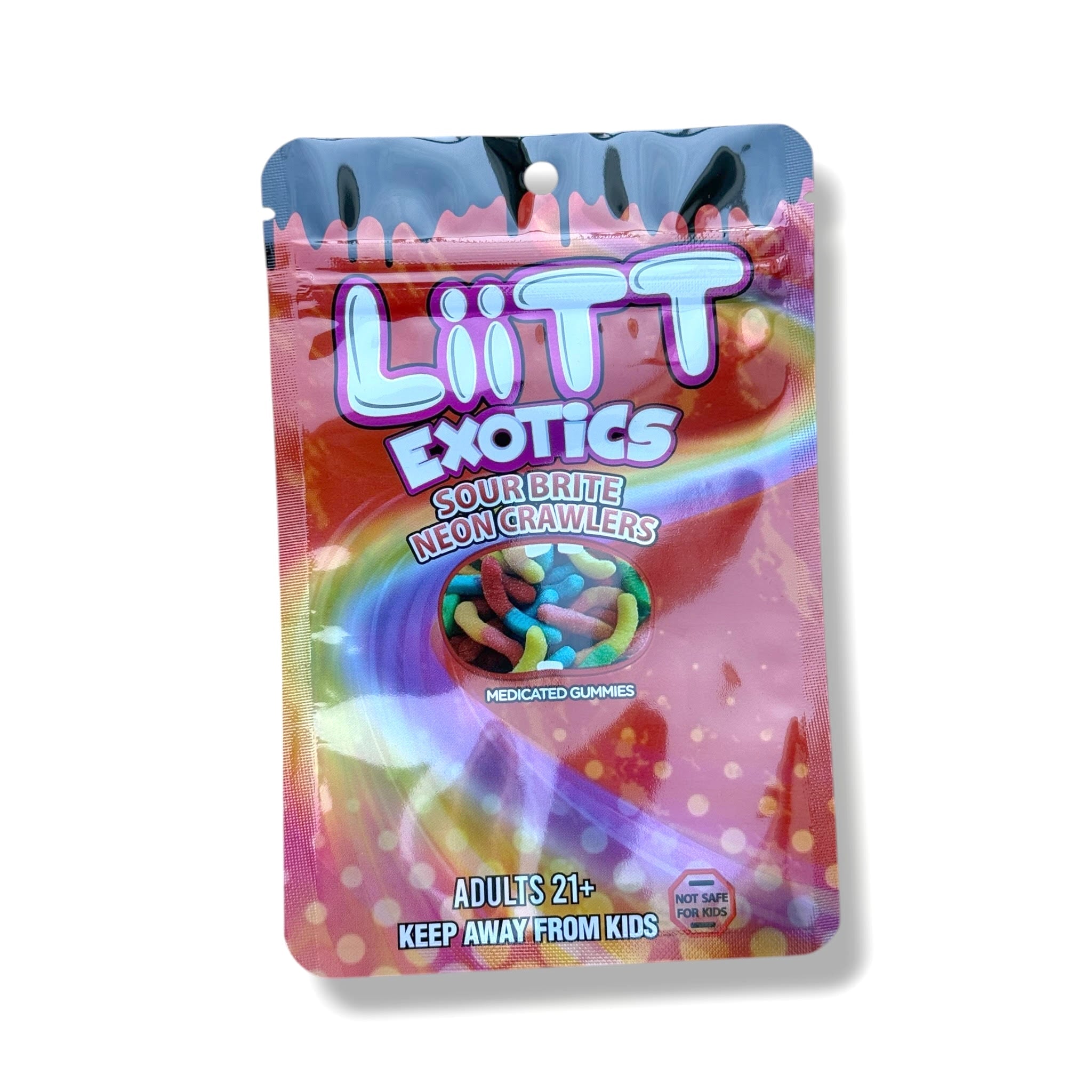 Liitt Exotics Sour Brite Neon Crawlers 3.5g Mylar Bag 1000MG (Packaging Only)