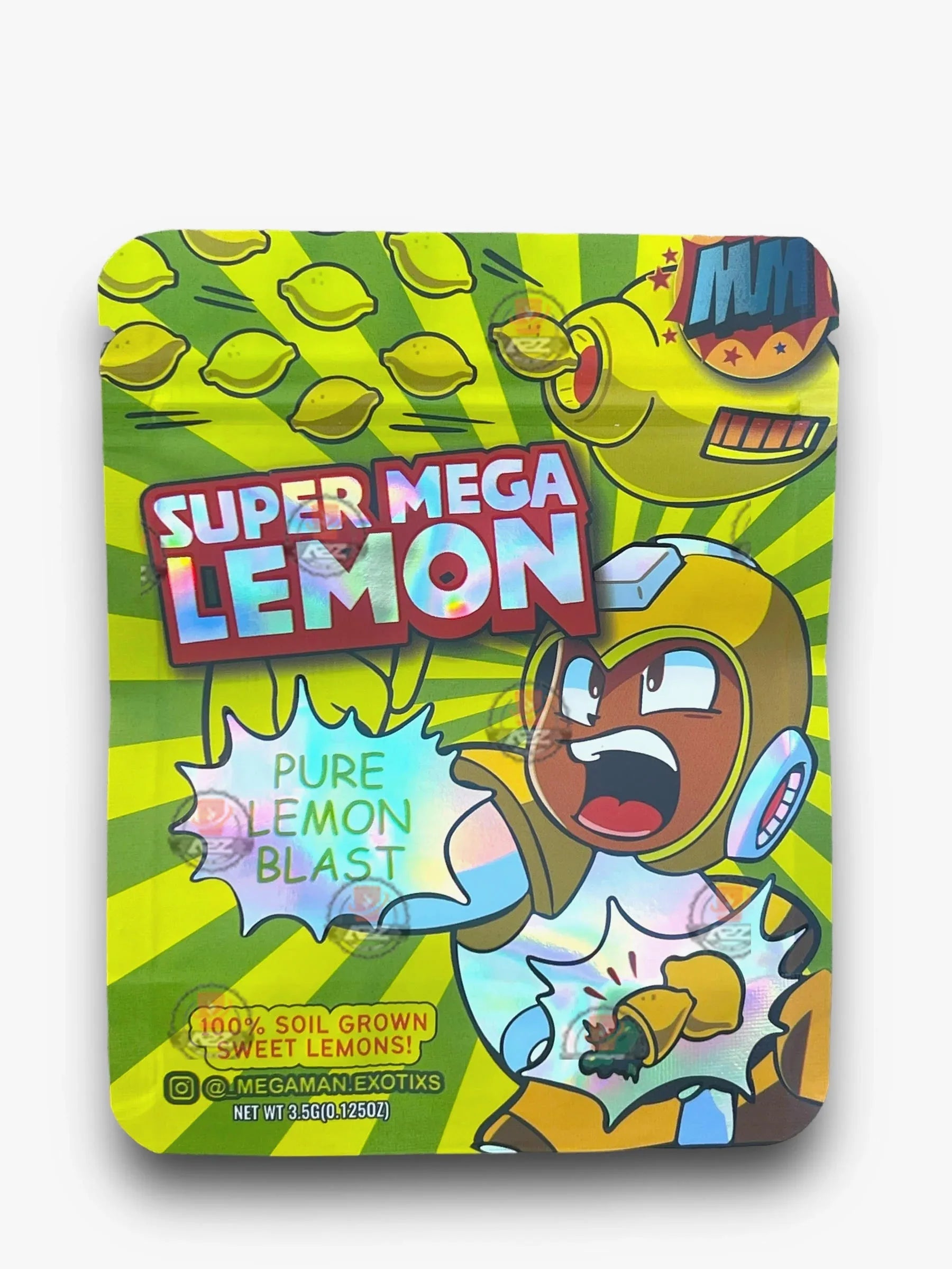 Super Mega Lemon Pure Lemon Blast 3.5G Mylar Bags Holographic - Black Unicorn Hub