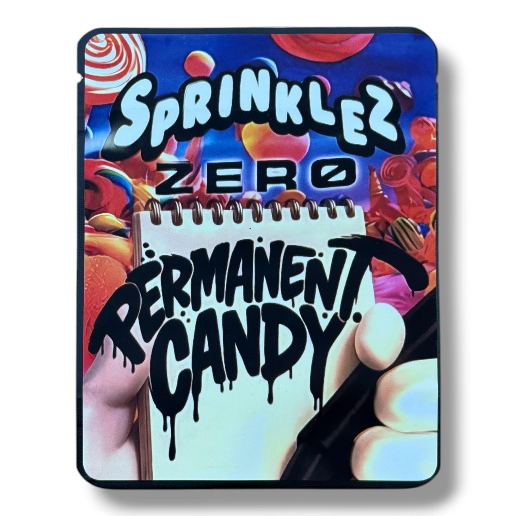 Sprinklez Zero Permanent Candy 3.5G Mylar sticker Bags -With stickers