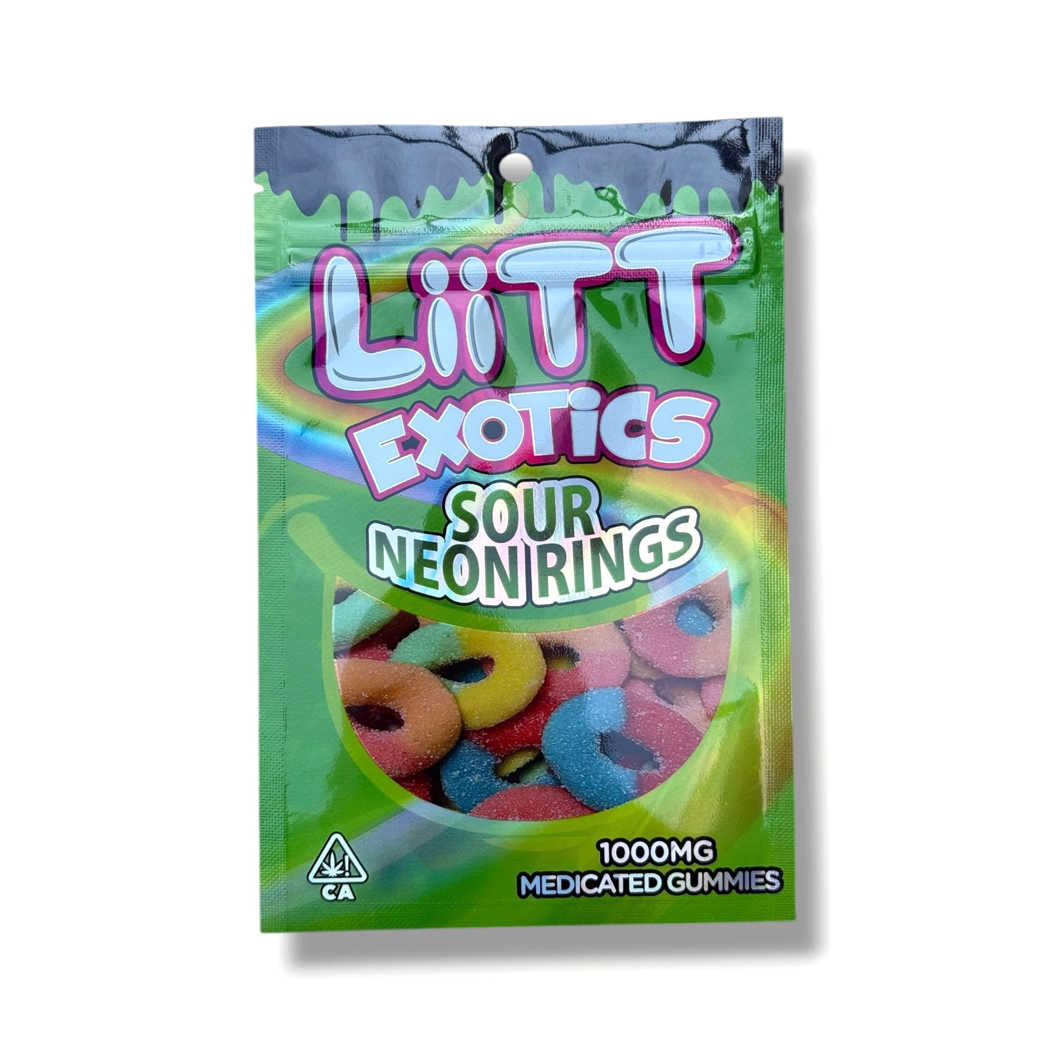 Liitt Exotics Sour Neon RIngs 3.5g Mylar Bag 1000MG (Packaging Only)