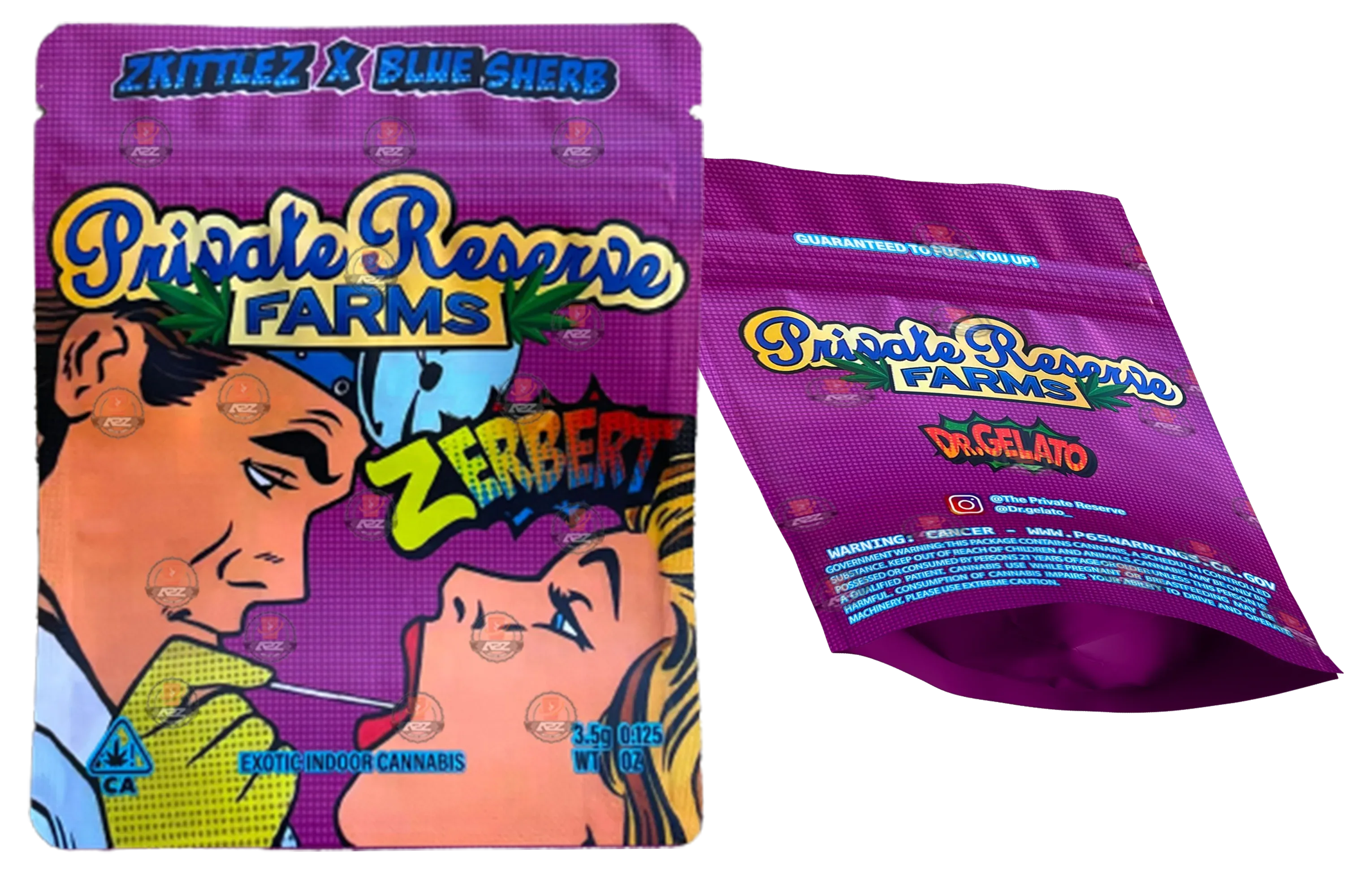 Private Reserve Farms Blue Sherb 3.5g Mylar bag - Black Unicorn Hub