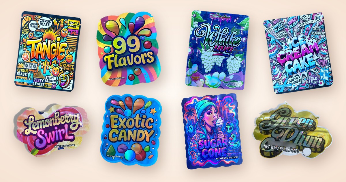 Assorted za packaging mylar bags and za packs in 3.5g size