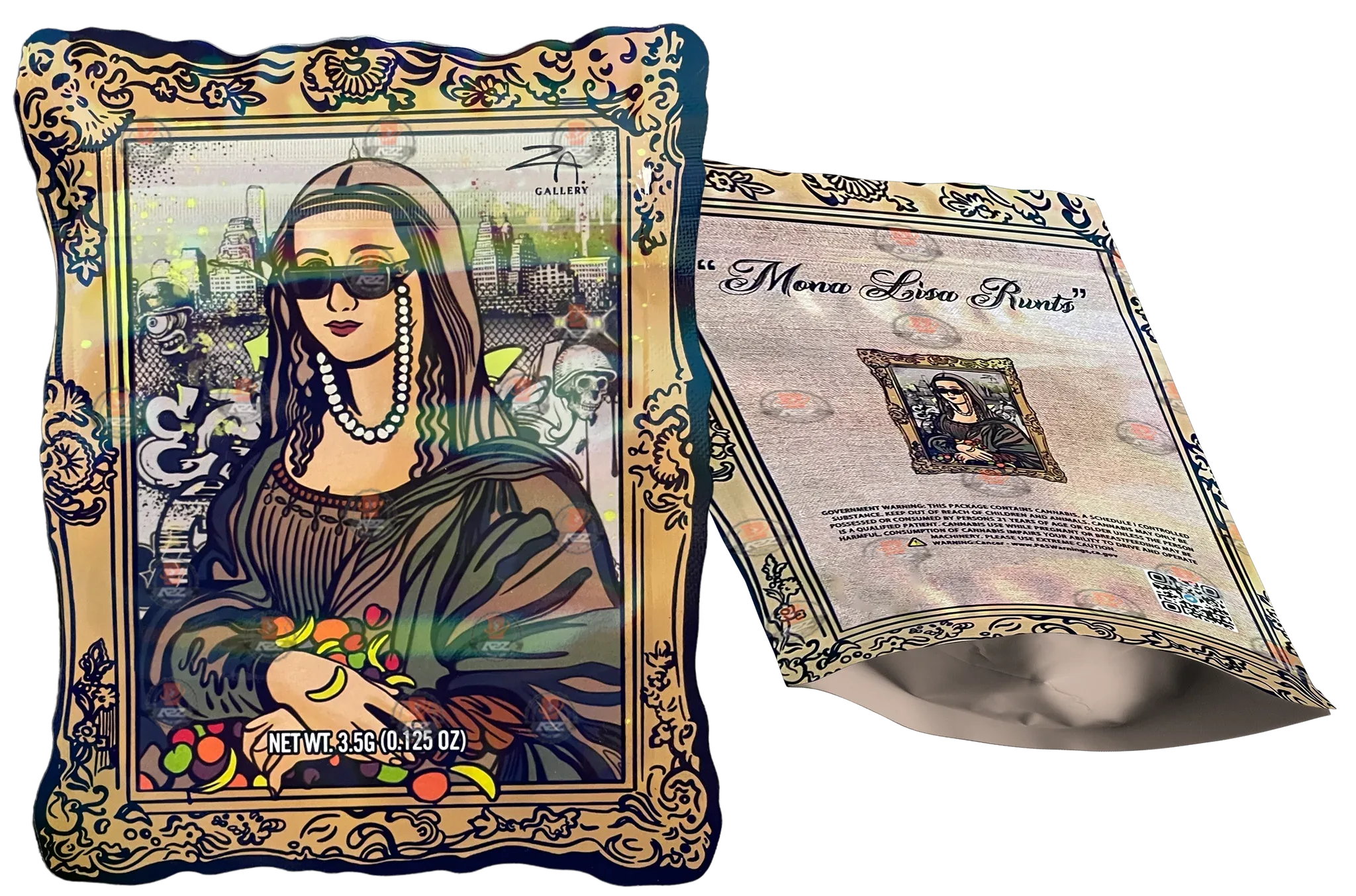 Mona Lisa Mylar Bags 3.5g Holographic Empty Packaging - Black Unicorn Hub