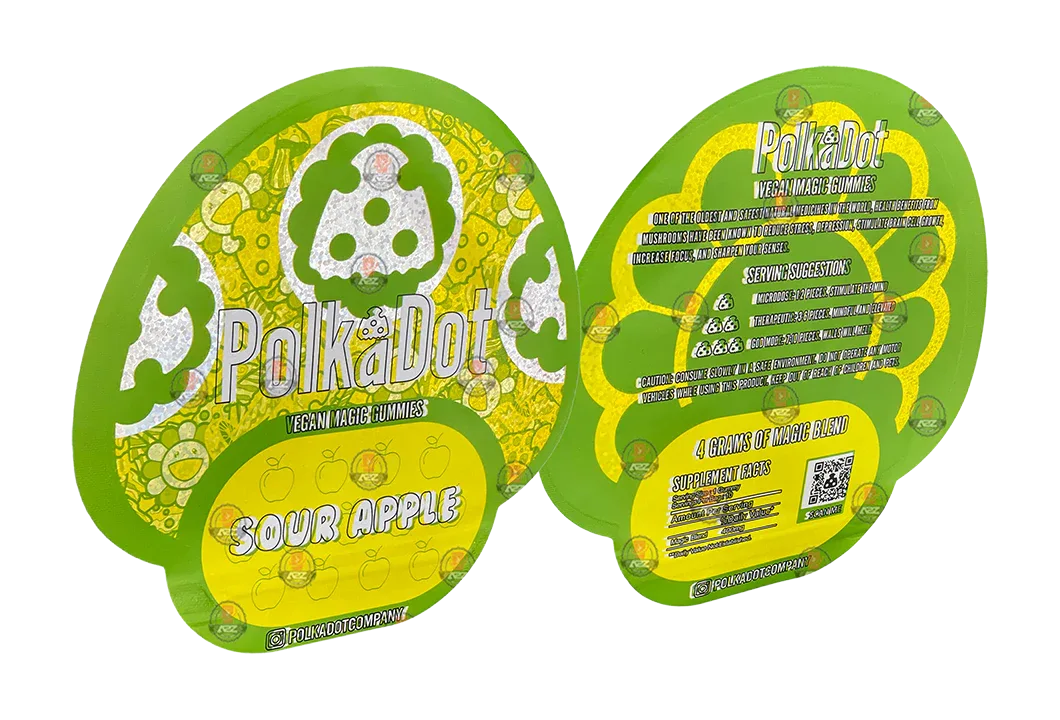 Polkadot Gummies Sour Apple Mylar bags 3.5g (Empty Bag-Packaging only) - Black Unicorn Hub