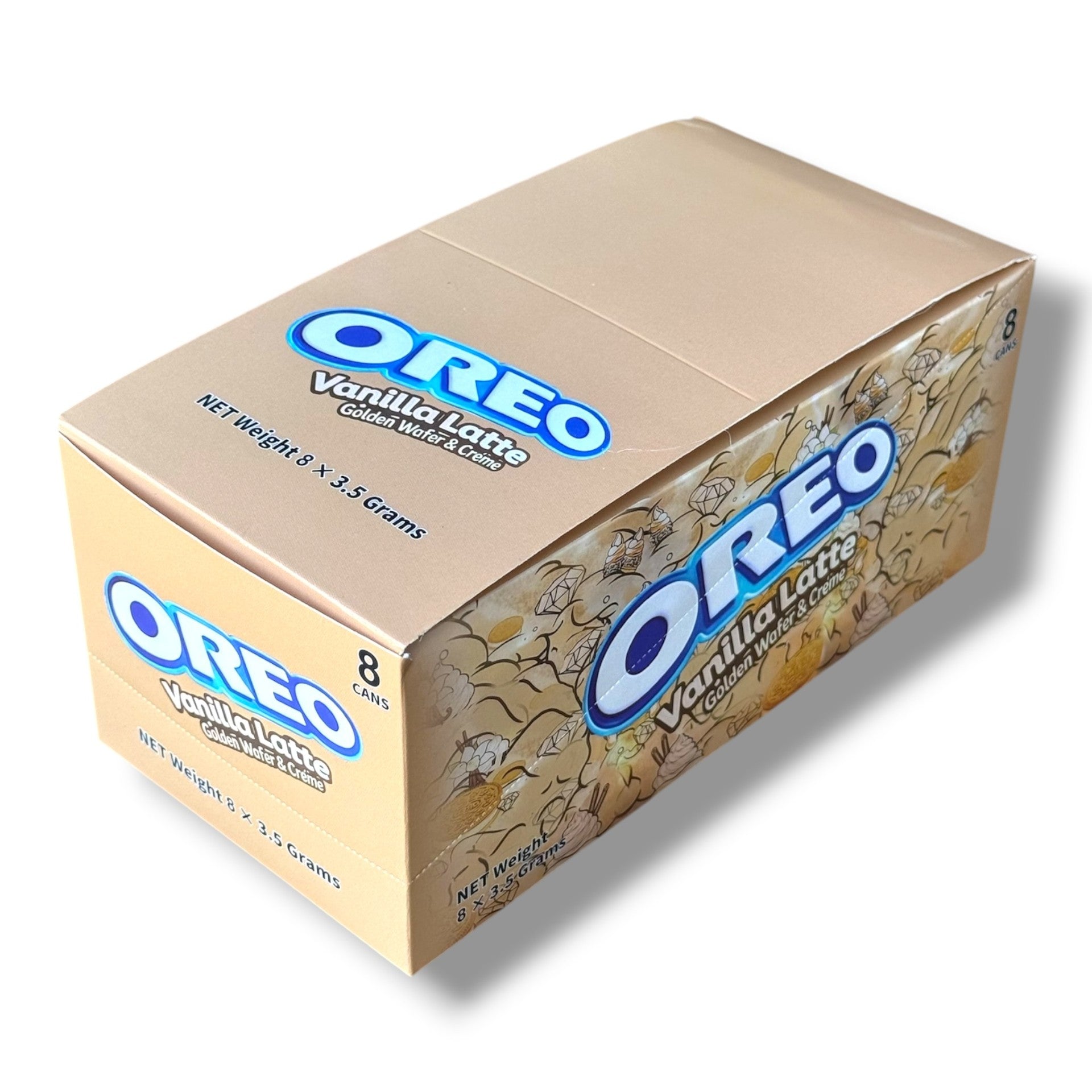 Oreo Vanilla Latte Golden wafer & Creme 3.5g Cans - 8 cans in box