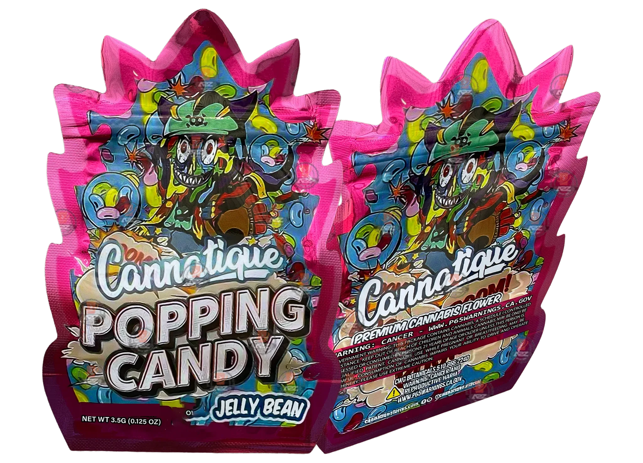 Cannatique Popping Candy Mylar Bag 3.5G Holographic Cut out - Black Unicorn Hub