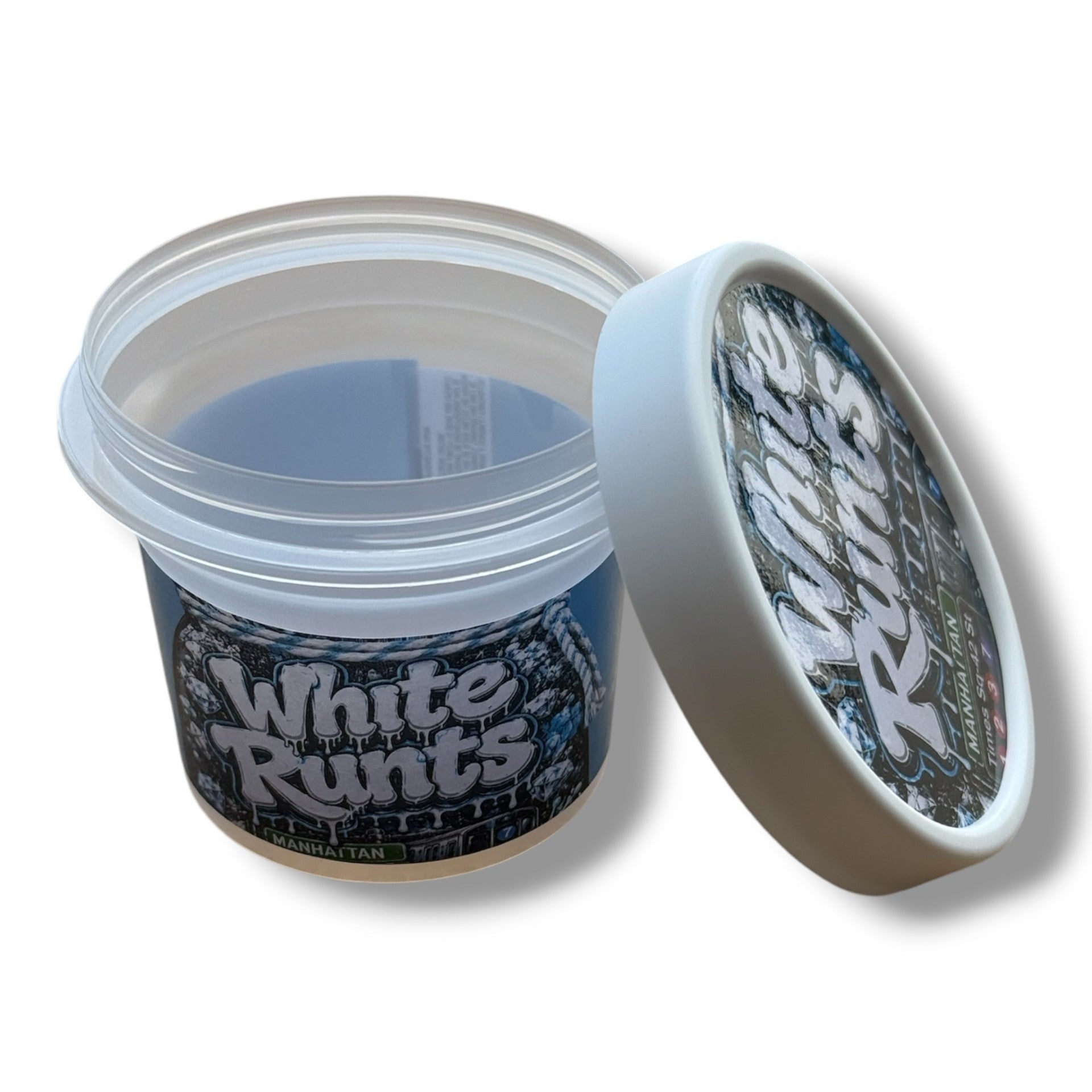 White Runts Ice Cream Style 3.5G Plastic Jars with Display Boxes – Packaging Only