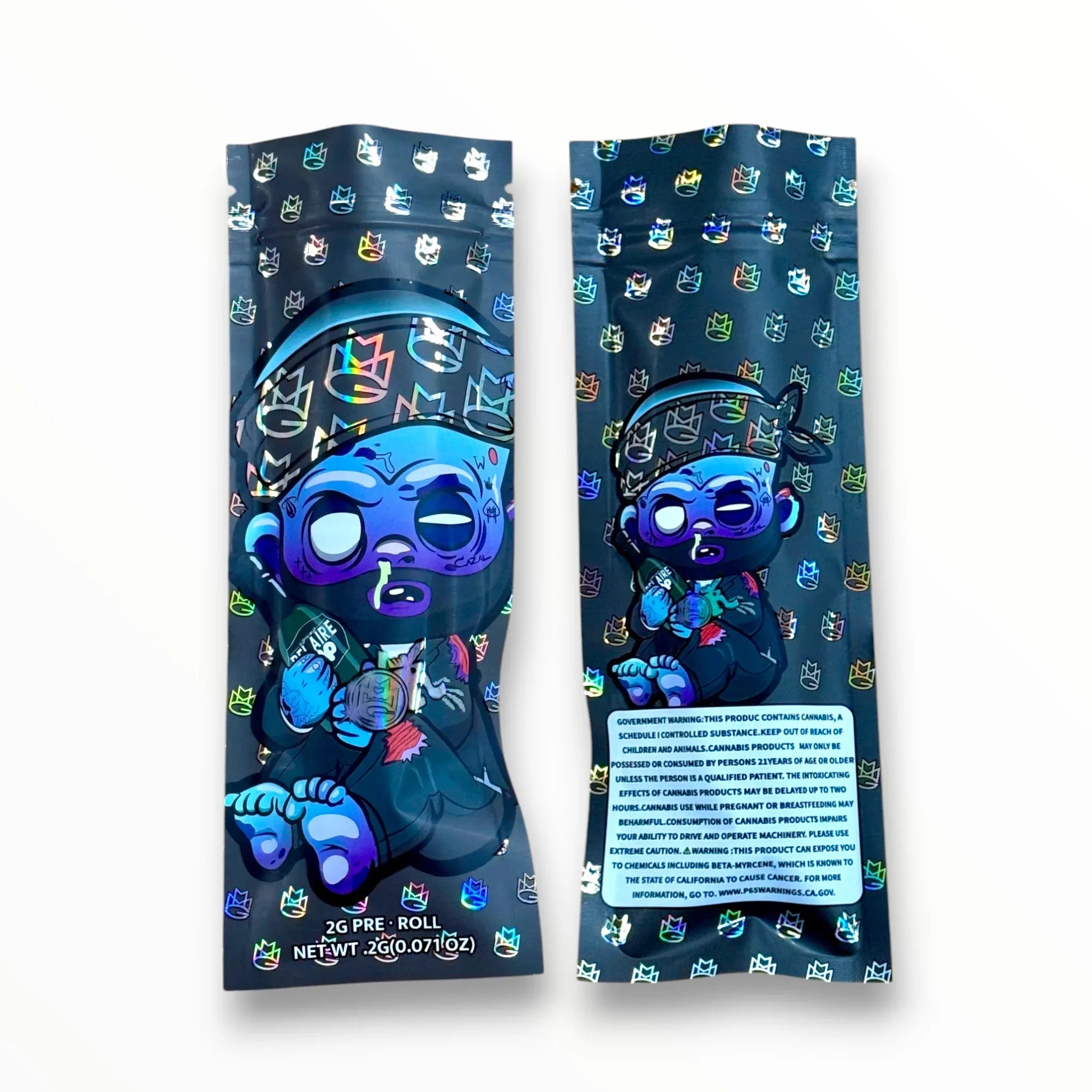 Baby Bellair Pop 2 Gram Pre Roll Packaging Net Wt. 2g(0.071oz) Holographic - Black Unicorn Hub