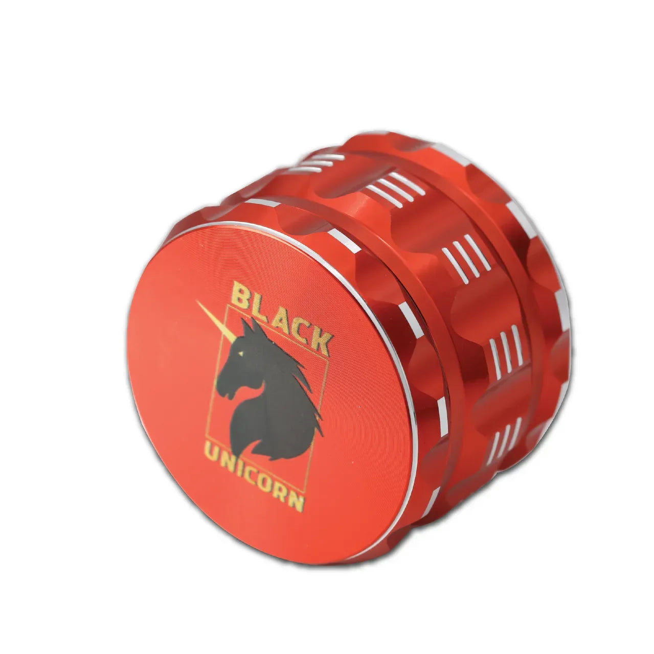Black Unicorn Grinder with Pollen Catcher. Large 4 Piece, 2.5" Aluminum (Red) - Black Unicorn Hub
