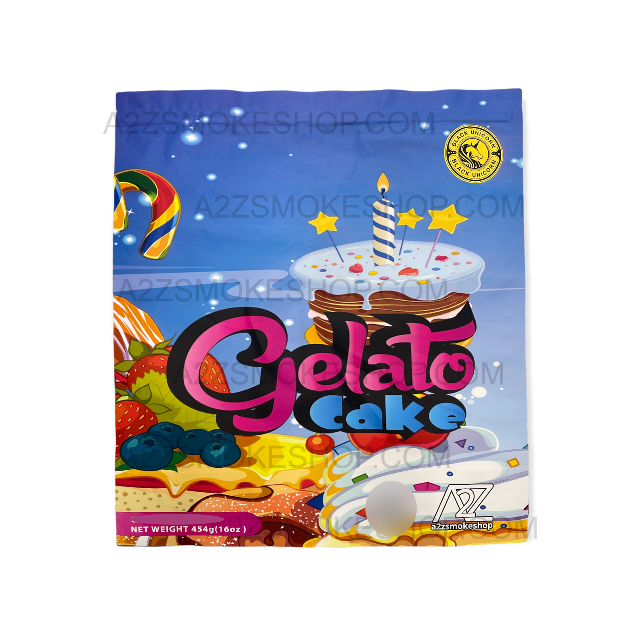 Black Unicorn - Pound Bag (Large)-Gelato Cake Mylar bag  1LBS - 16OZ (454g)