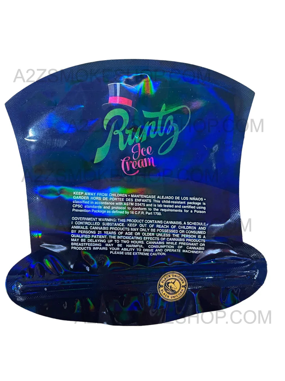 Black Unicorn Ice Cream cut out Holographic Mylar bag 3.5g - Black Unicorn Hub