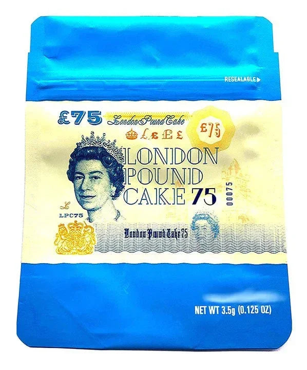 Cookies London Pound Cake Mylar Bags 3.5 Grams Smell Proof Resealable Bags w/ Holographic Authenticity Stickers - Black Unicorn Hub