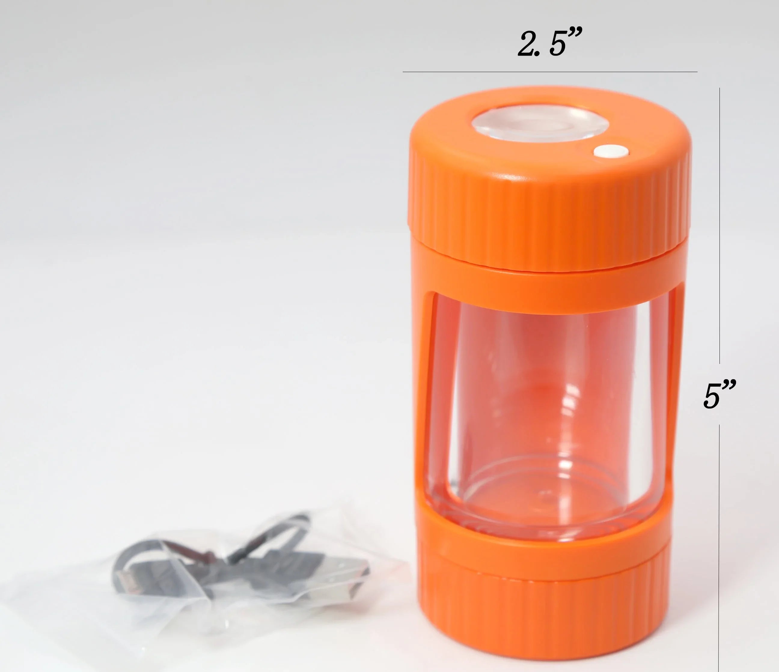 Cookies Mag Jar with Grinder -Airtight storage stash container led magnifying jar(Orange) - Black Unicorn Hub