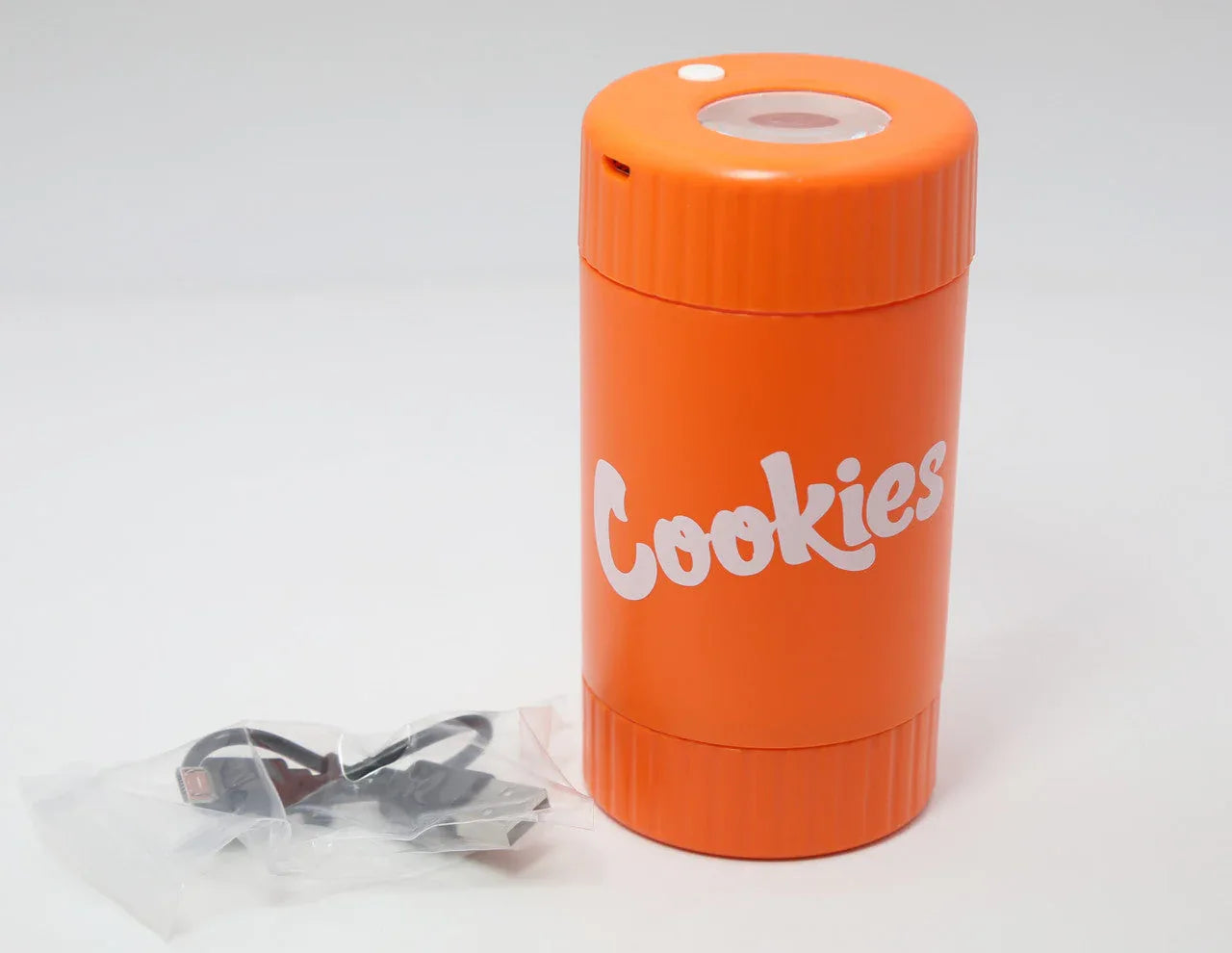 Cookies Mag Jar with Grinder -Airtight storage stash container led magnifying jar(Orange) - Black Unicorn Hub