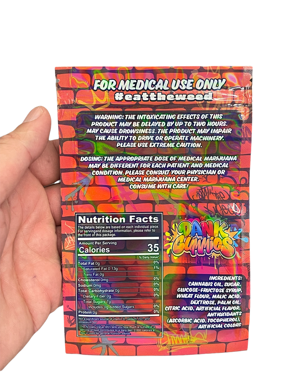 Dank Gummies 500mg Mylar Bag Red-Packaging Only