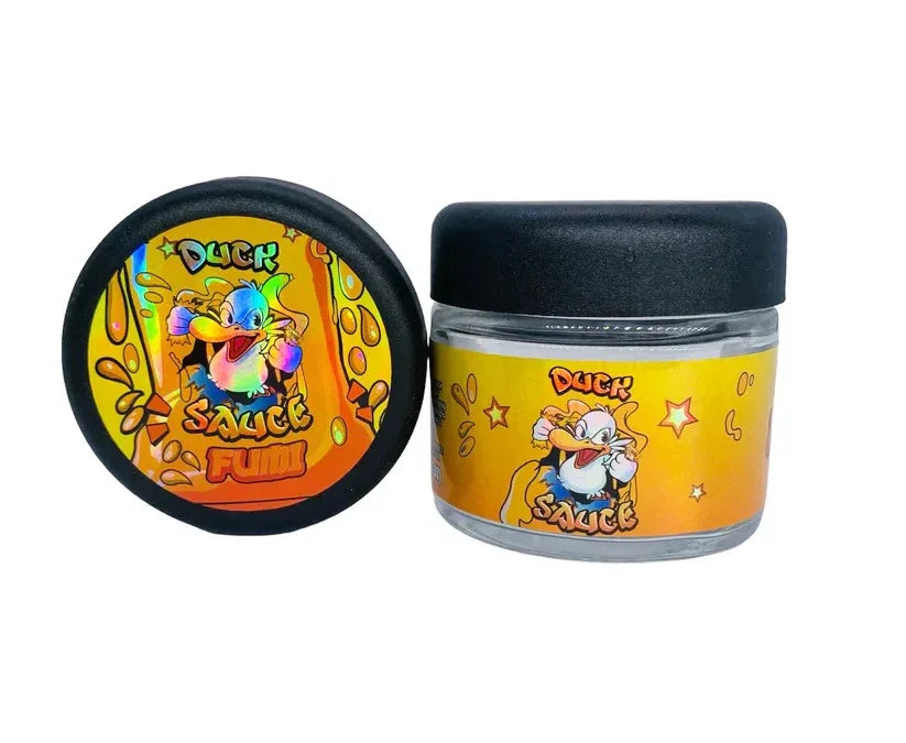 Duck Sauce 3.5g Glass Jars with Holographic Stickers - Black Unicorn Hub