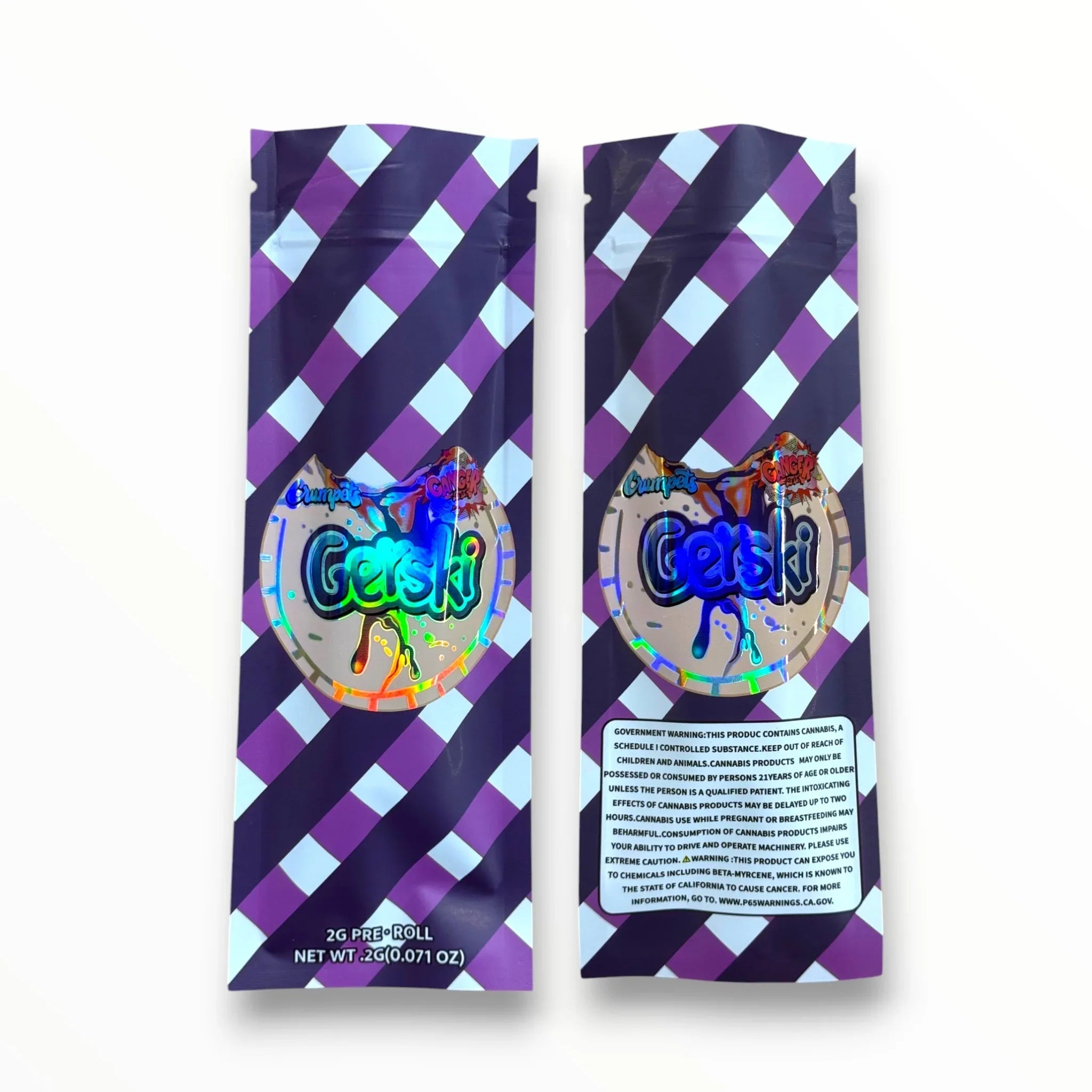 Gerski 2 Gram Pre Roll Packaging Net Wt. 2g(0.071oz) Holographic - Black Unicorn Hub