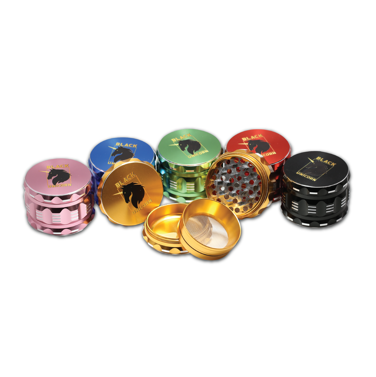 Grinder with Pollen Catcher. Large 4 Piece, 2.5" Aluminum (Gold)