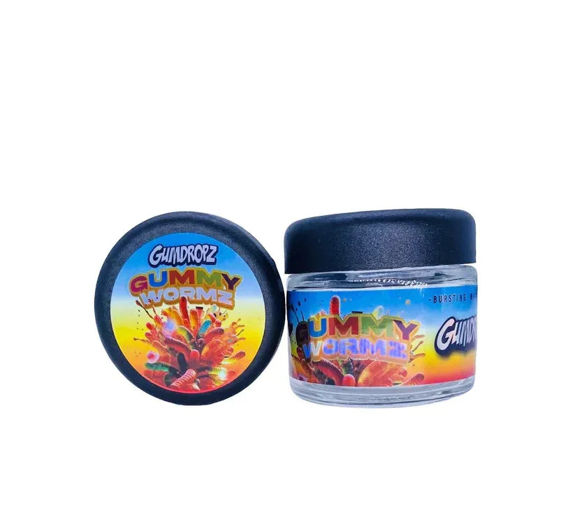 Gummy Wormz Sprinkelz 3.5g Glass Jars with Holographic Stickers - Black Unicorn Hub