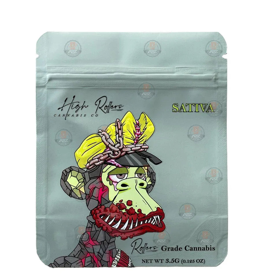 High Rollers Mylar bag 3.5g Holographic Sativa - Black Unicorn Hub