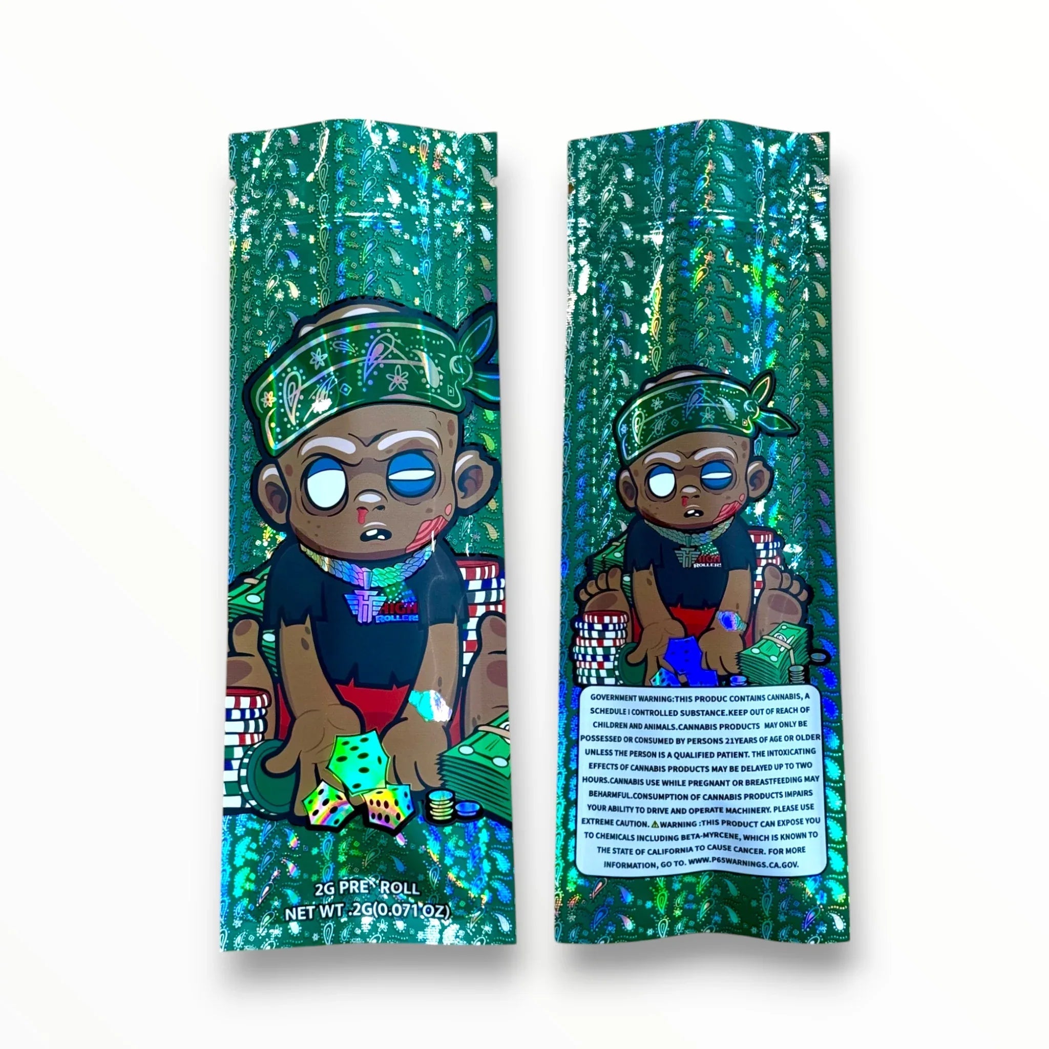 Baby Gamble 2 Gram Pre Roll Packaging Net Wt. 2g(0.071oz) Holographic - Black Unicorn Hub